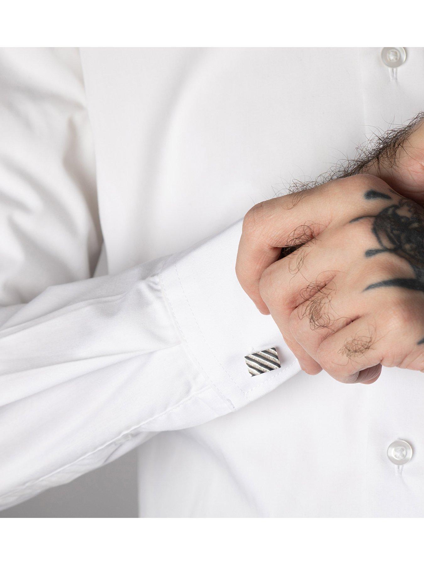 the-love-collection-diagonal-pattern-steel-cufflinksstillFront