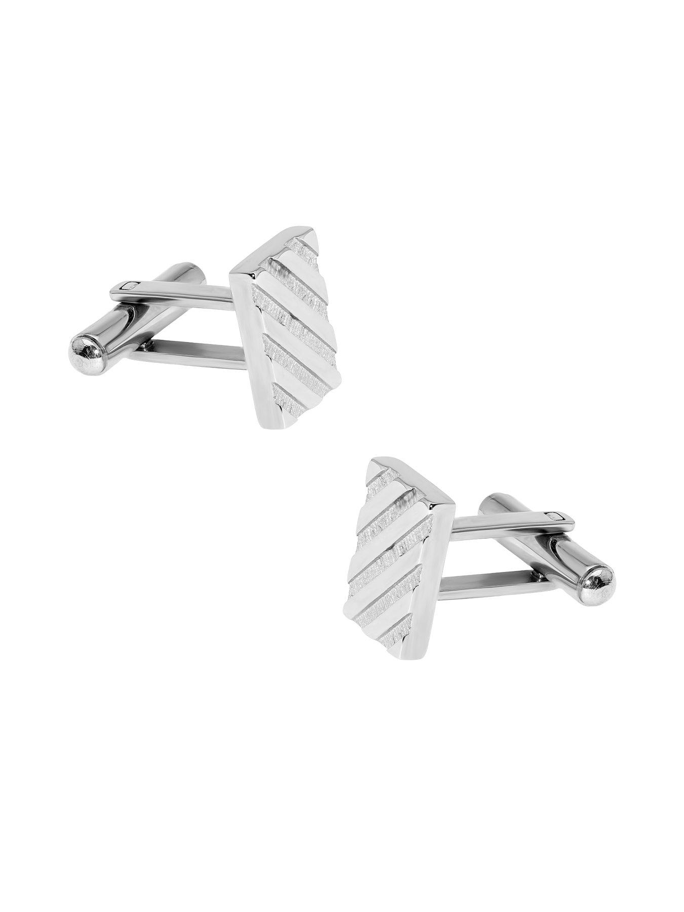 the-love-collection-diagonal-pattern-steel-cufflinksback