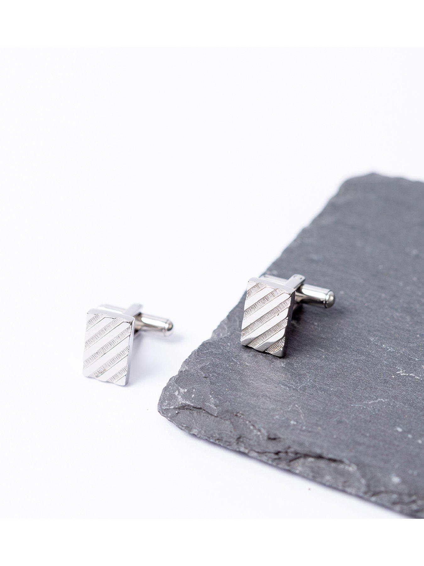 the-love-collection-diagonal-pattern-steel-cufflinksoutfit