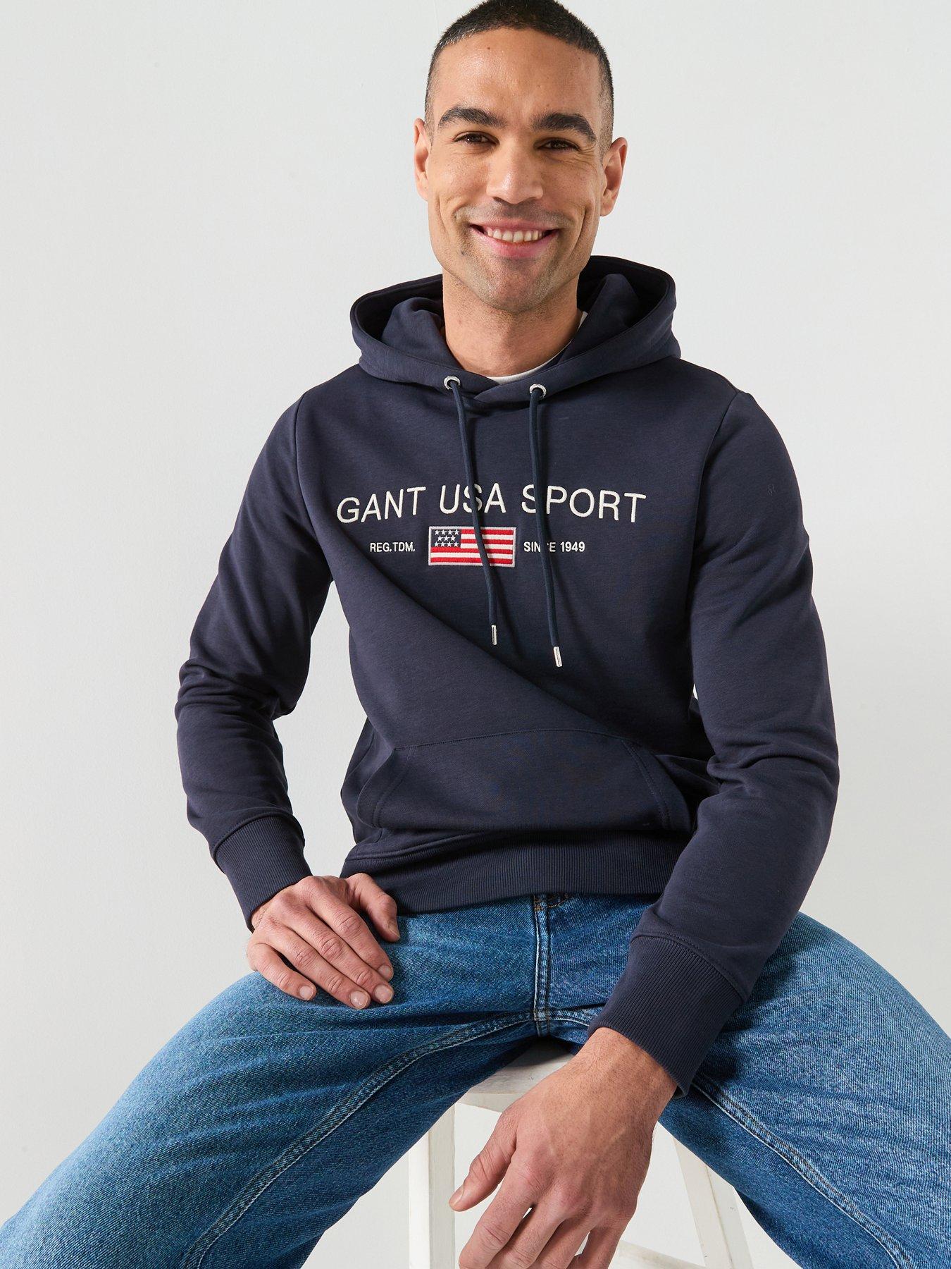 Image 1 of 5 of GANT Gant Retro Large Graphic Hoodie - Navy