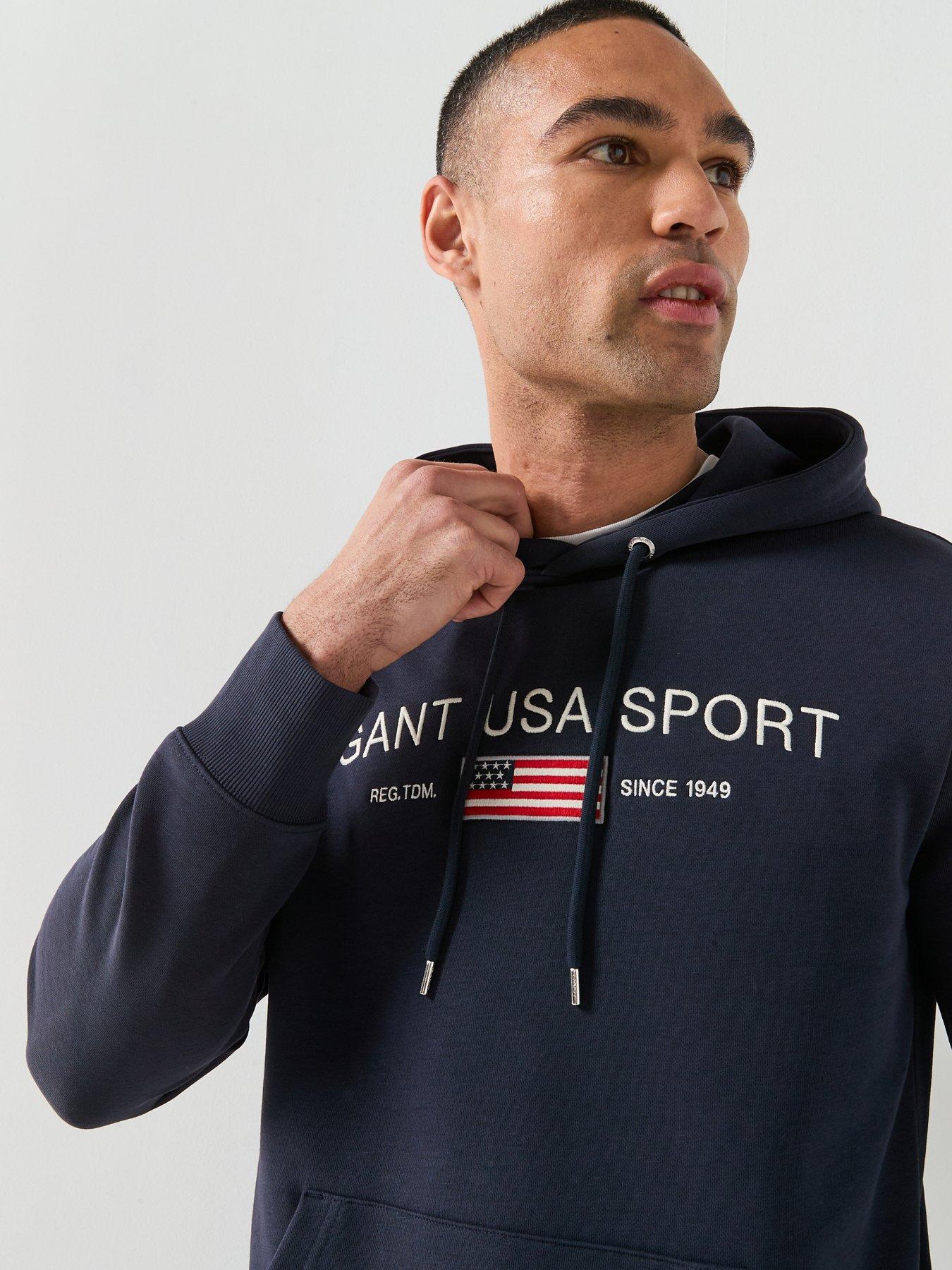 Image 4 of 5 of GANT Gant Retro Large Graphic Hoodie - Navy