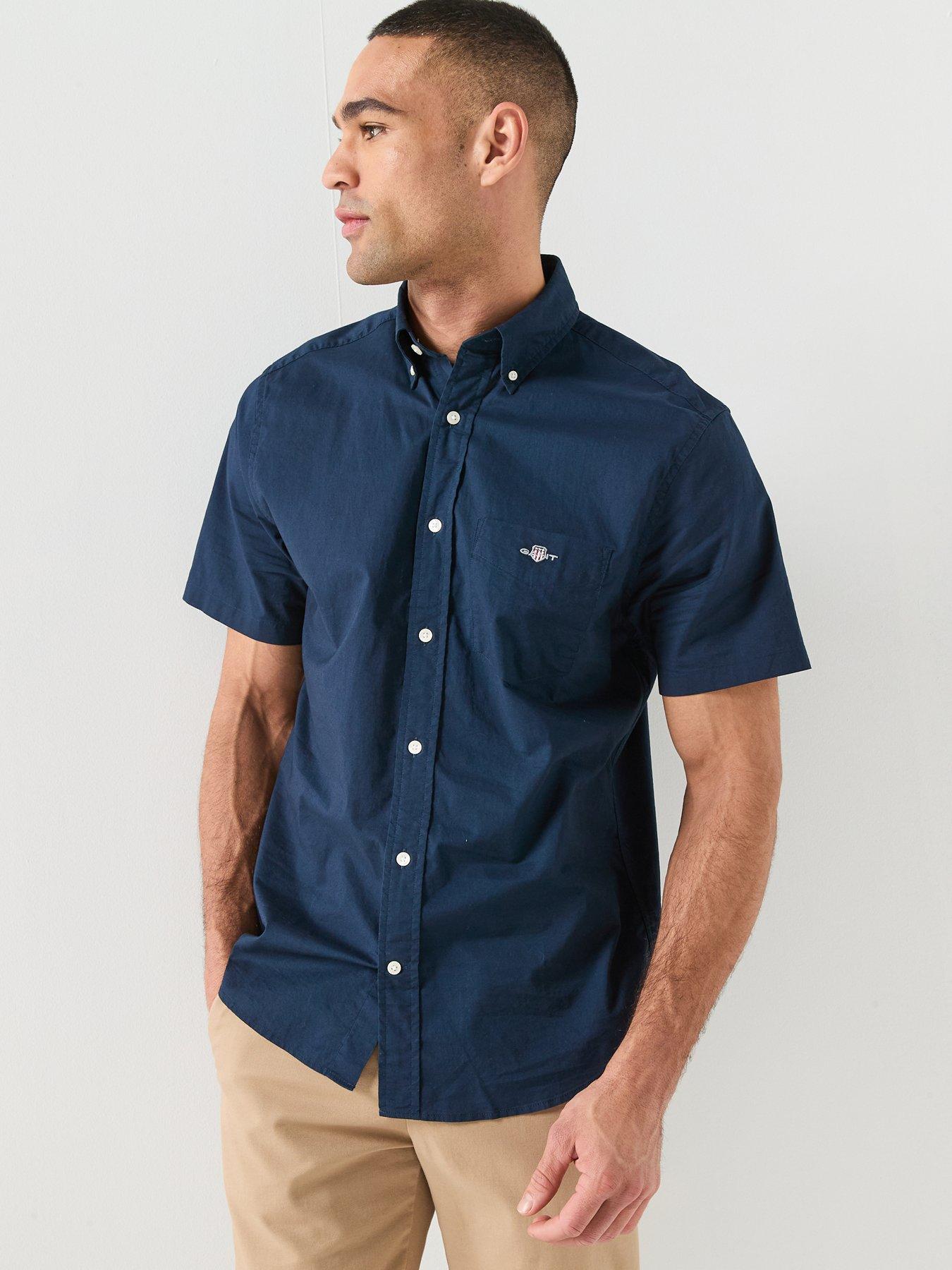 gant-gant-regular-fit-classic-poplin-short-sleeve-shirt-navyfront