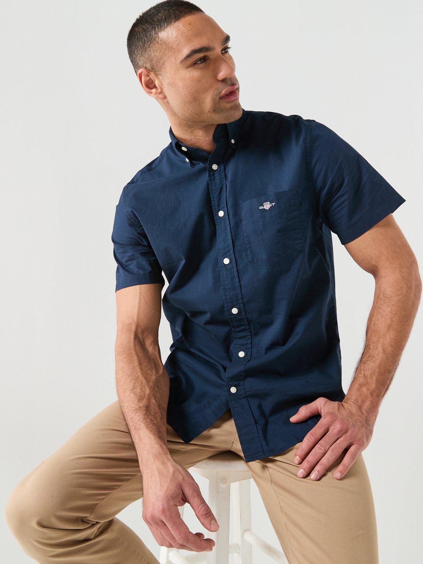 gant-gant-regular-fit-classic-poplin-short-sleeve-shirt-navyoutfit
