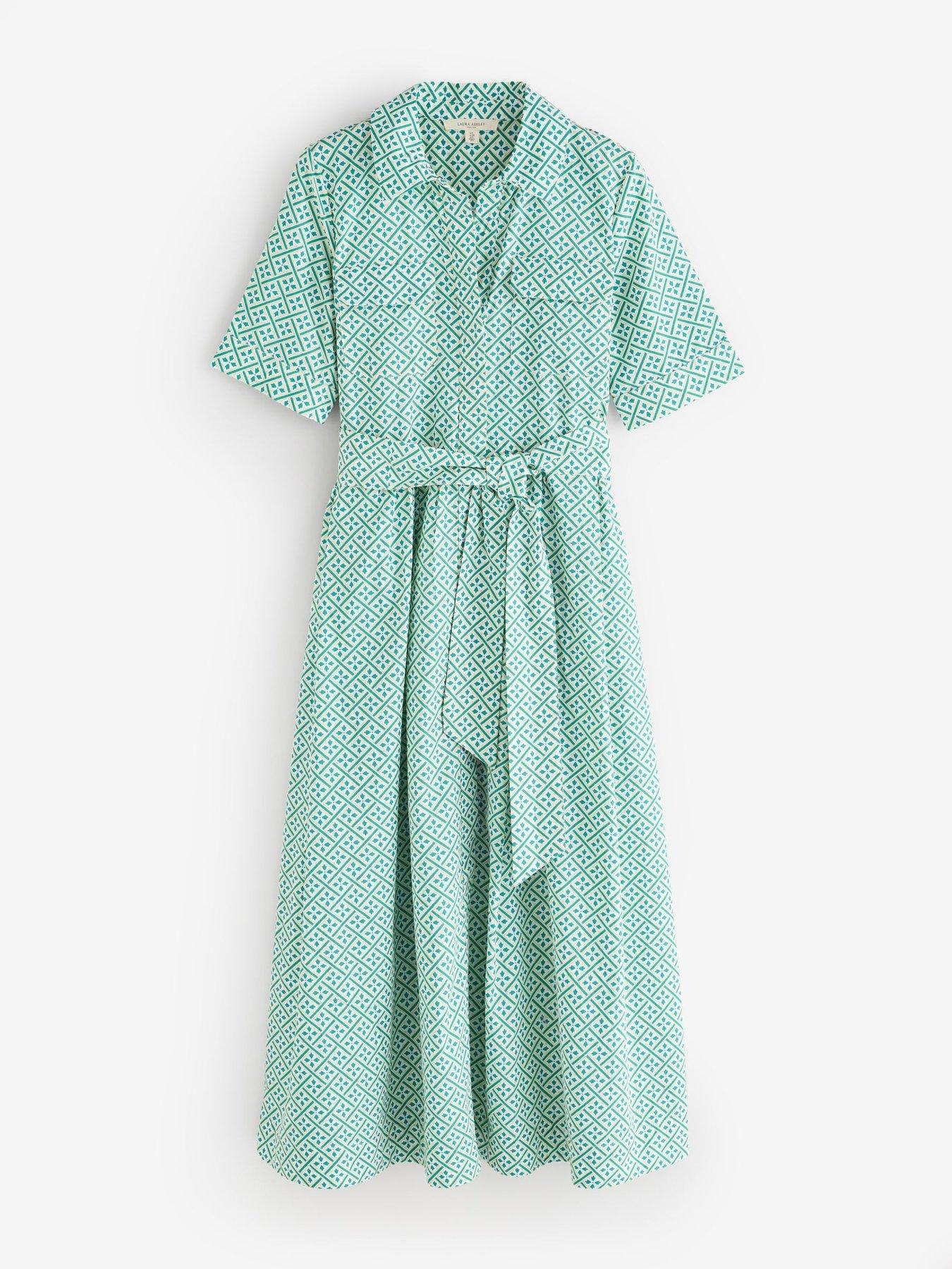 Image 4 of 6 of Laura Ashley Geometric Shirt Dress - Green
