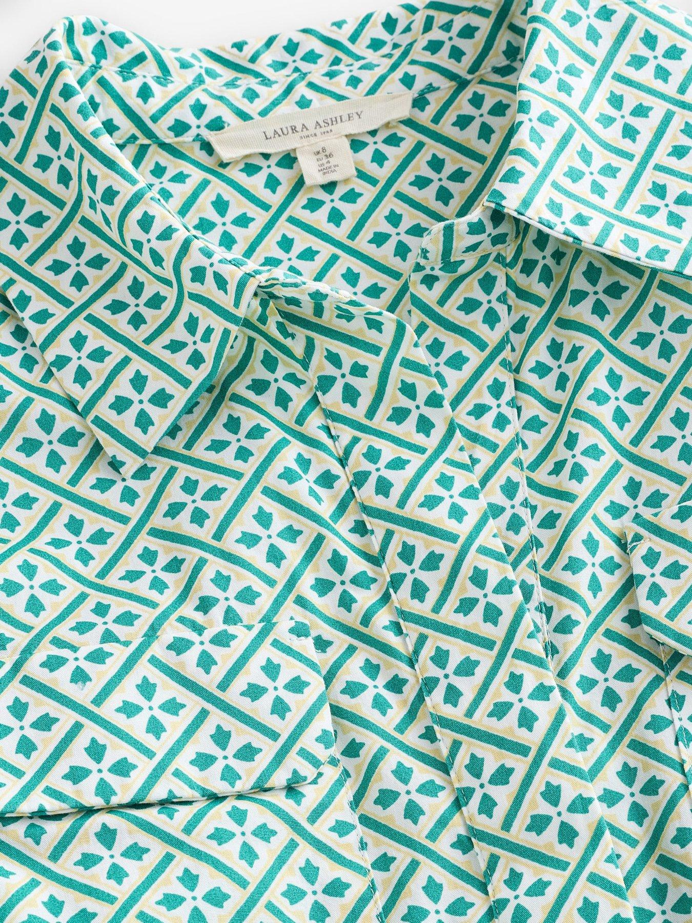 Image 5 of 6 of Laura Ashley Geometric Shirt Dress - Green