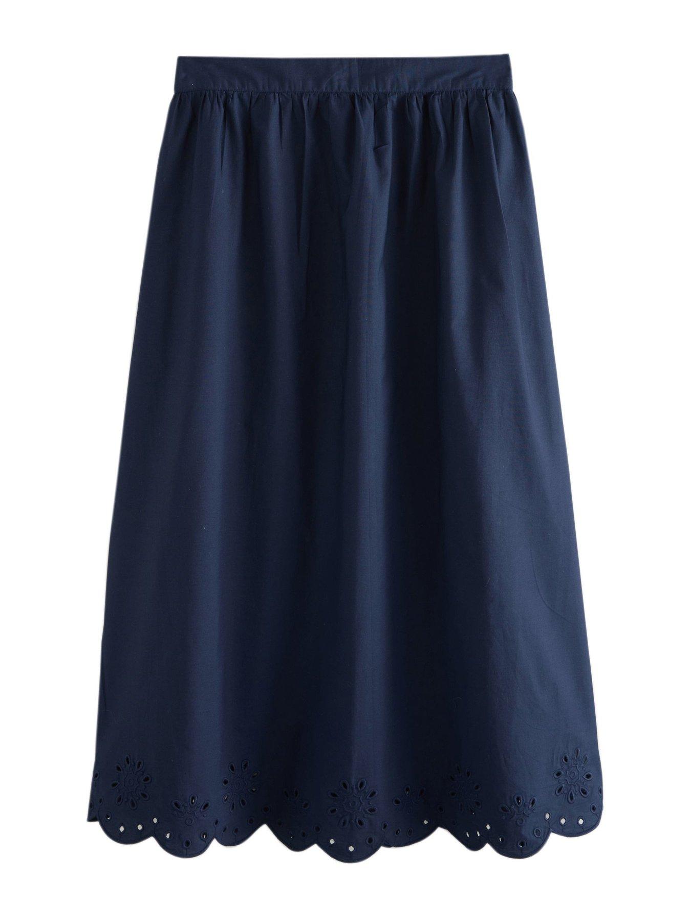 Image 5 of 7 of Laura Ashley Broderie Co-Ord Skirt - Navy