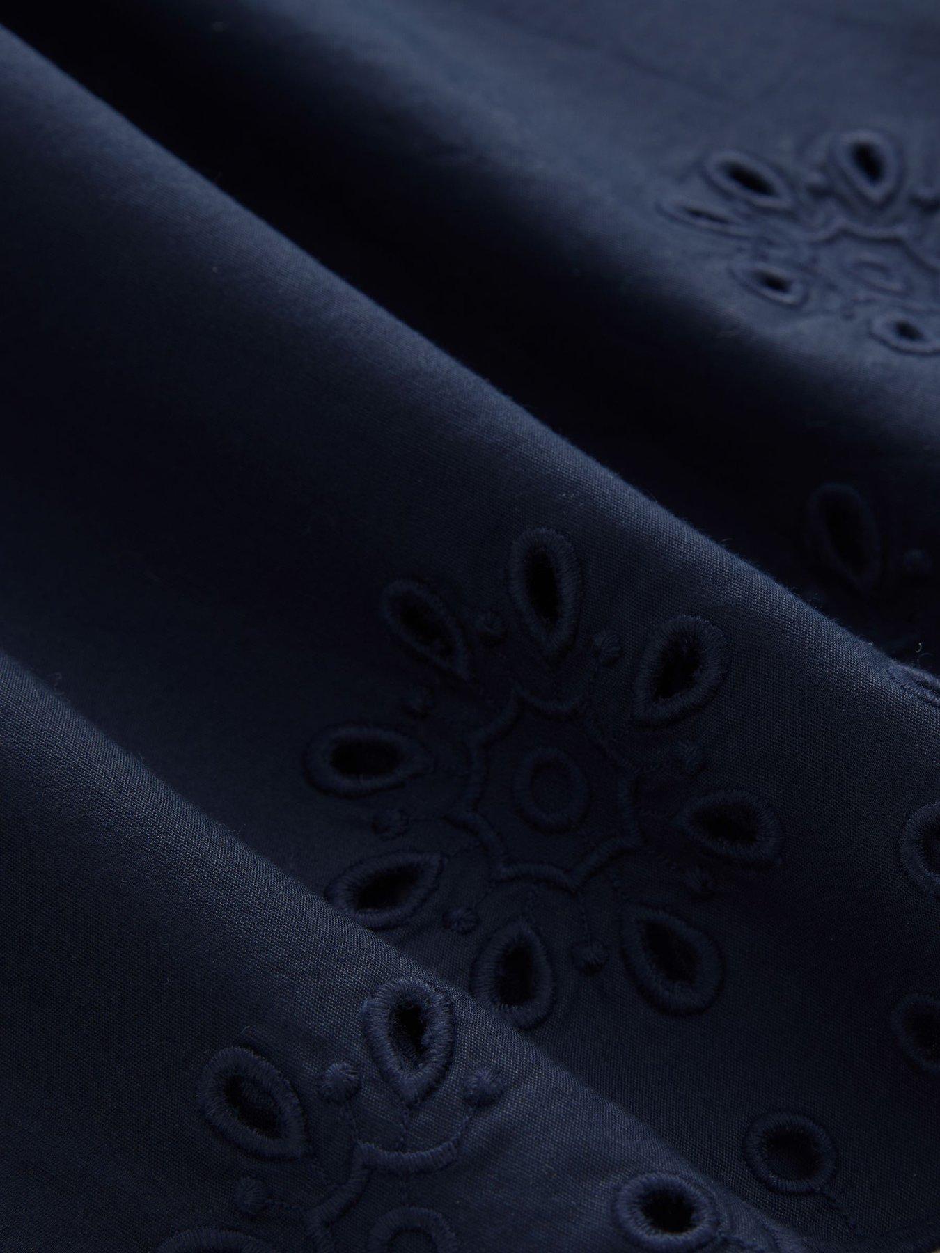 Image 7 of 7 of Laura Ashley Broderie Co-Ord Skirt - Navy