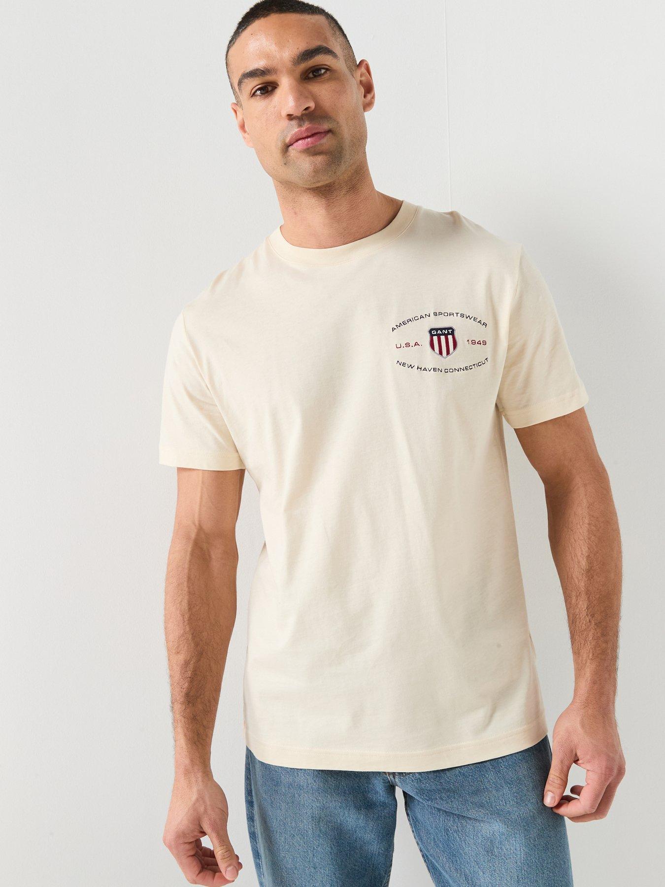 GANT Gant Large Flag Left Chest Graphic T-Shirt - Off White