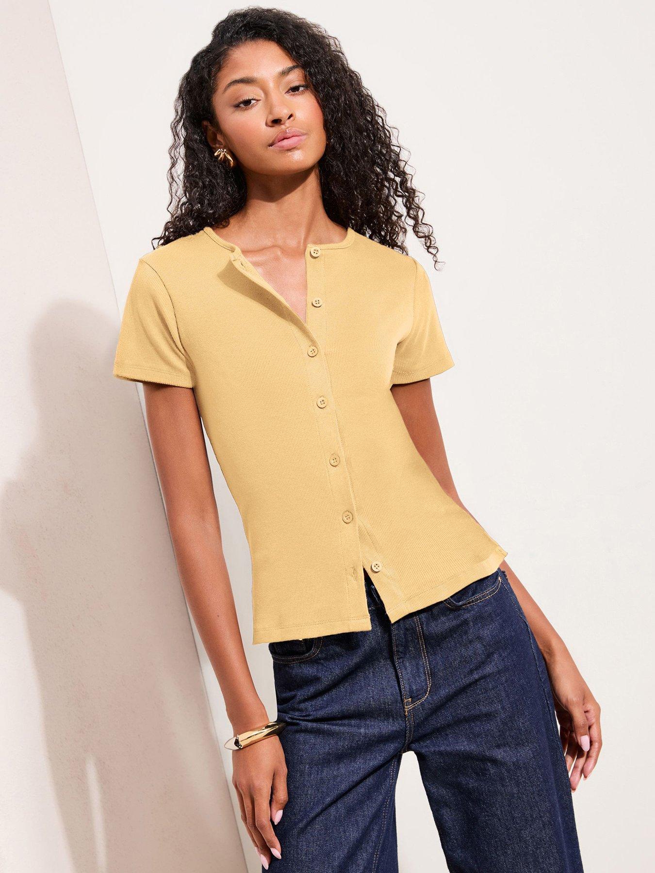 Friends Like These Henley Short Sleeve Top - Yellow