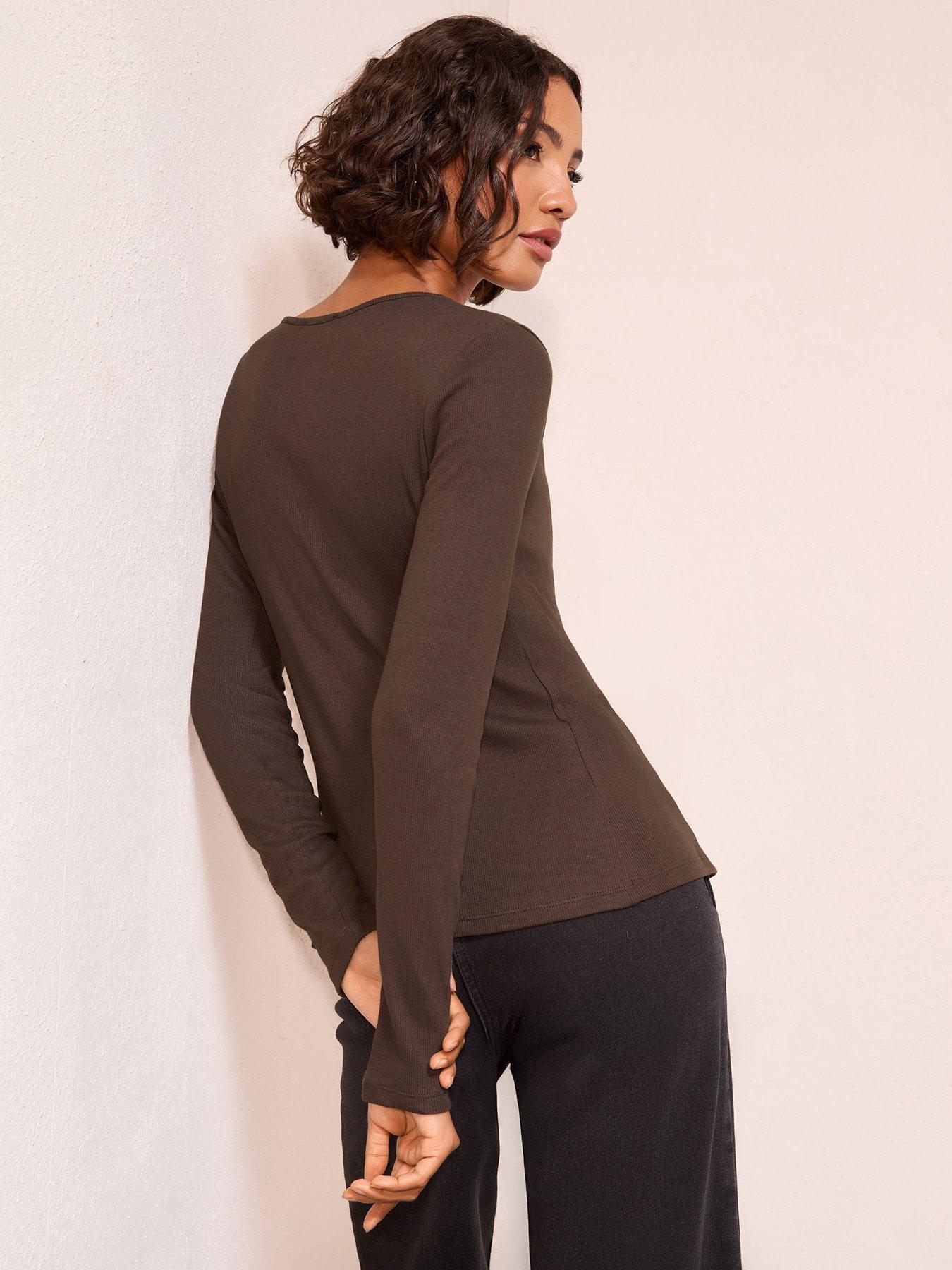 Image 2 of 4 of Friends Like These Button Through Rib Top - Brown