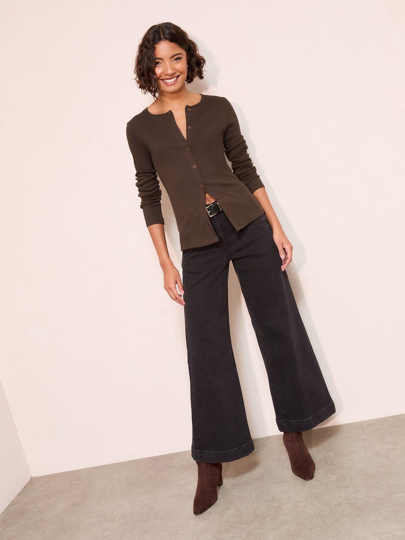 Image 3 of 4 of Friends Like These Button Through Rib Top - Brown