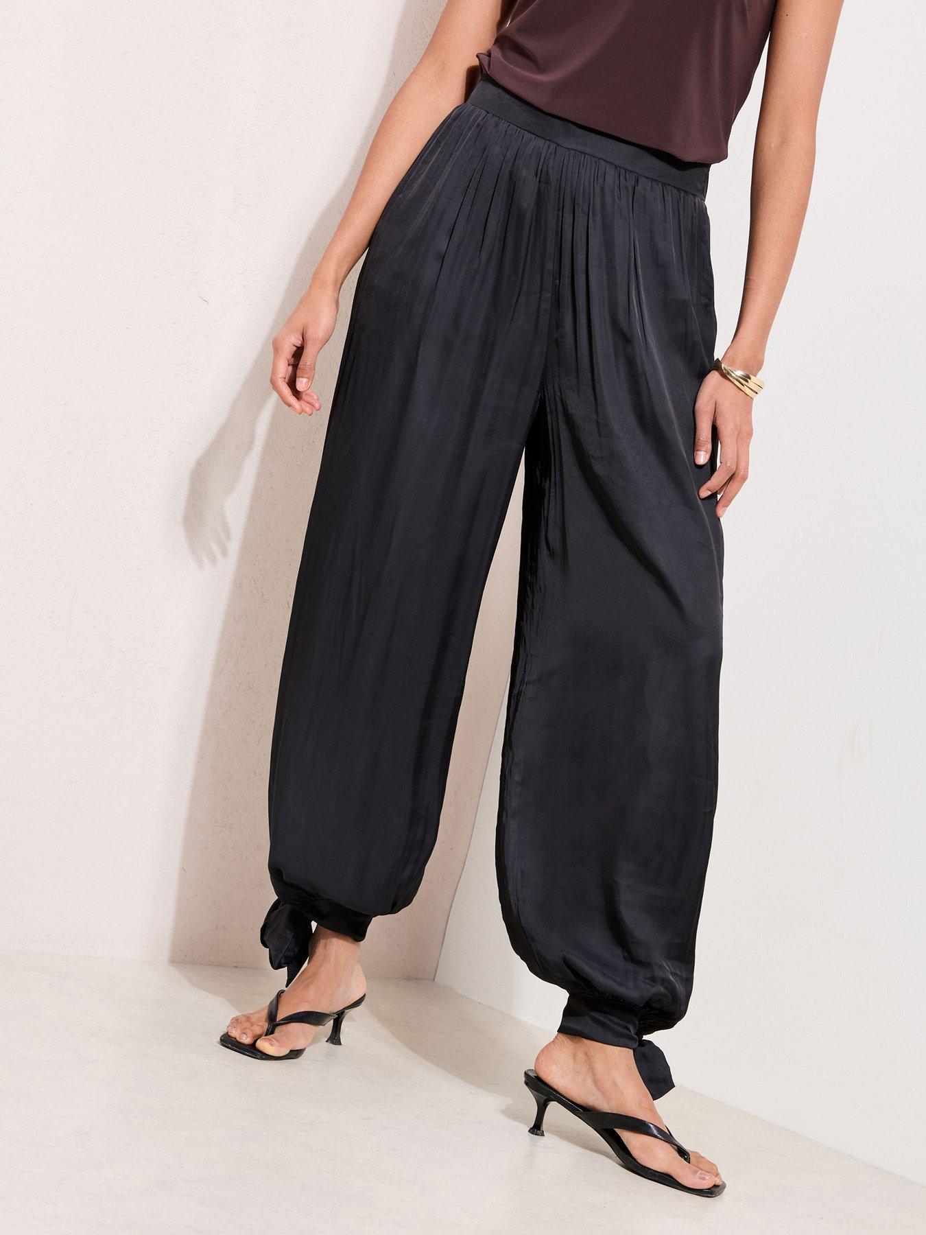 Friends Like These Satin Tie Side Balloon Trouser - Black