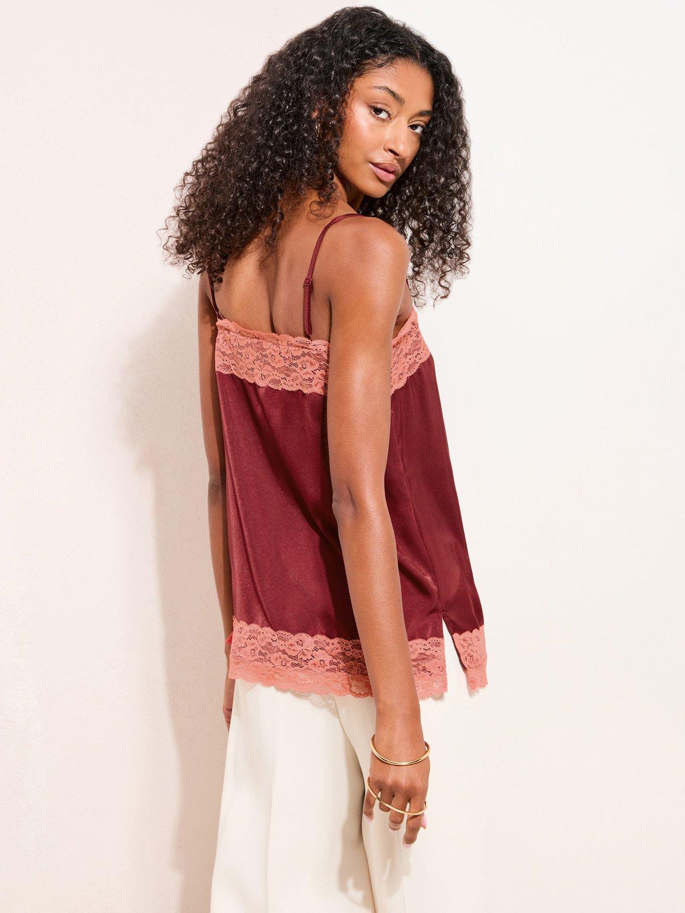 Image 2 of 5 of Friends Like These Contrast Lace Cami Top - Red