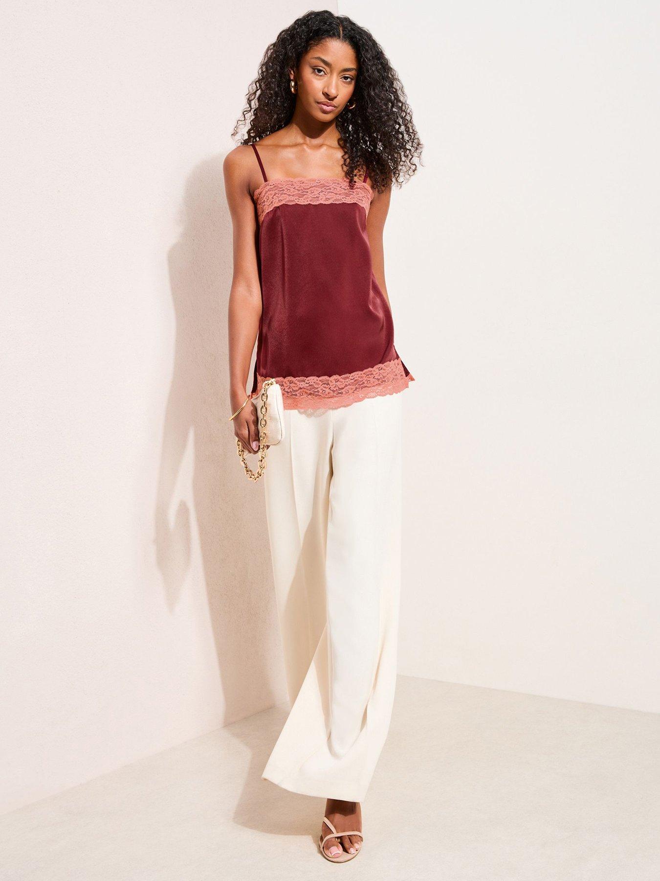 Image 4 of 5 of Friends Like These Contrast Lace Cami Top - Red