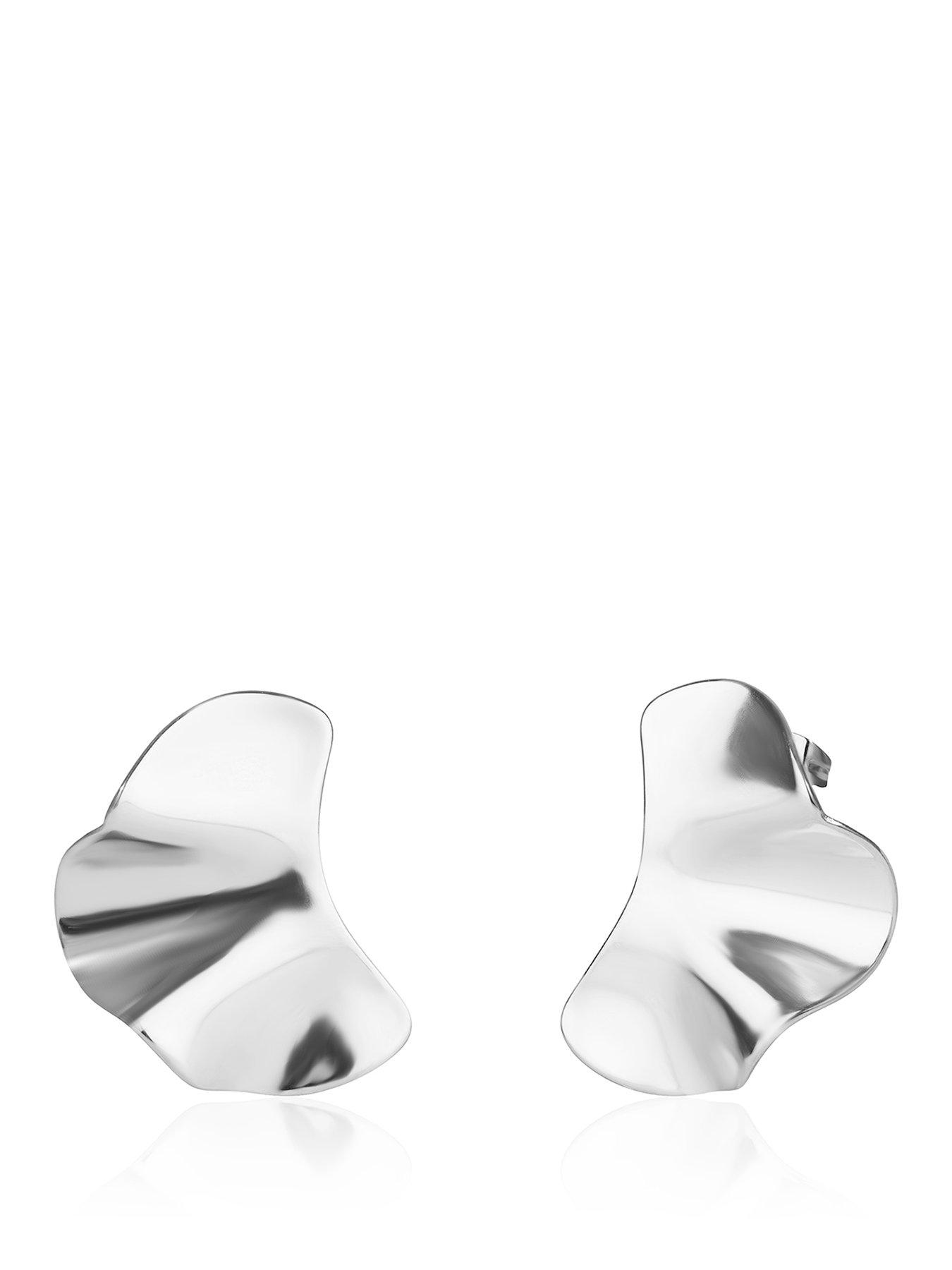 Image 1 of 5 of The Love Collection Stainless Steel Wave Stud Earrings