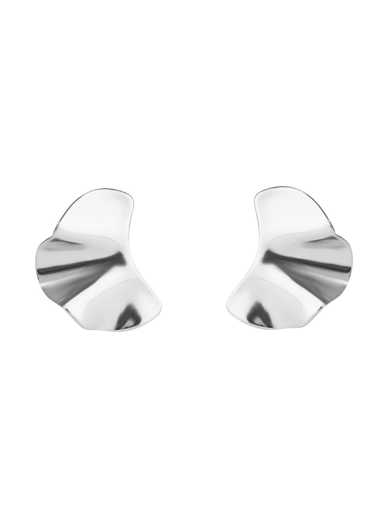 Image 3 of 5 of The Love Collection Stainless Steel Wave Stud Earrings