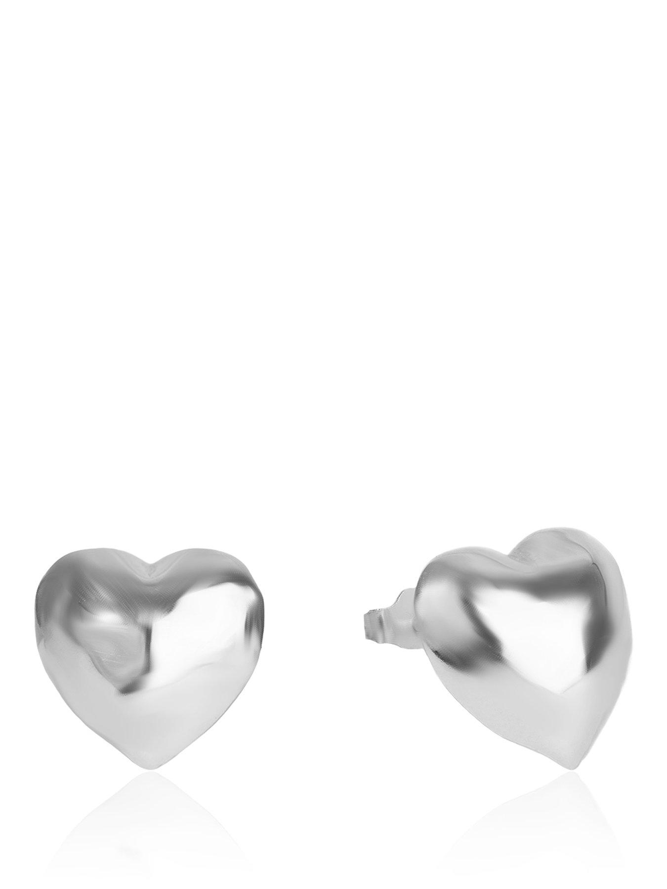Image 1 of 6 of The Love Collection Sterling Silver puffy heart studs