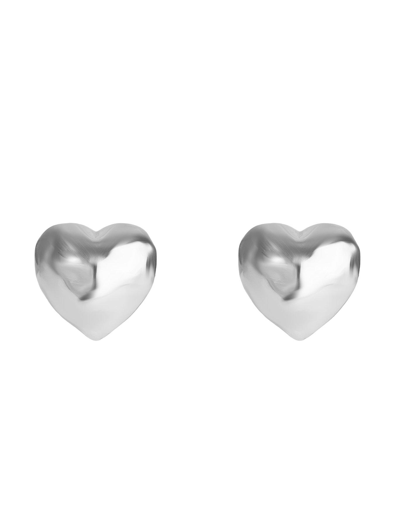 Image 3 of 6 of The Love Collection Sterling Silver puffy heart studs