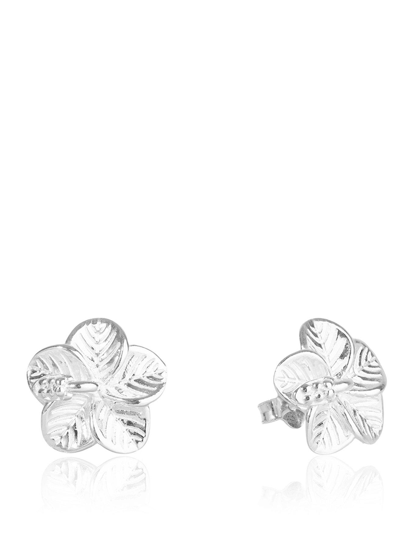 Image 1 of 5 of The Love Collection Sterling Silver hibiscus Flower studs