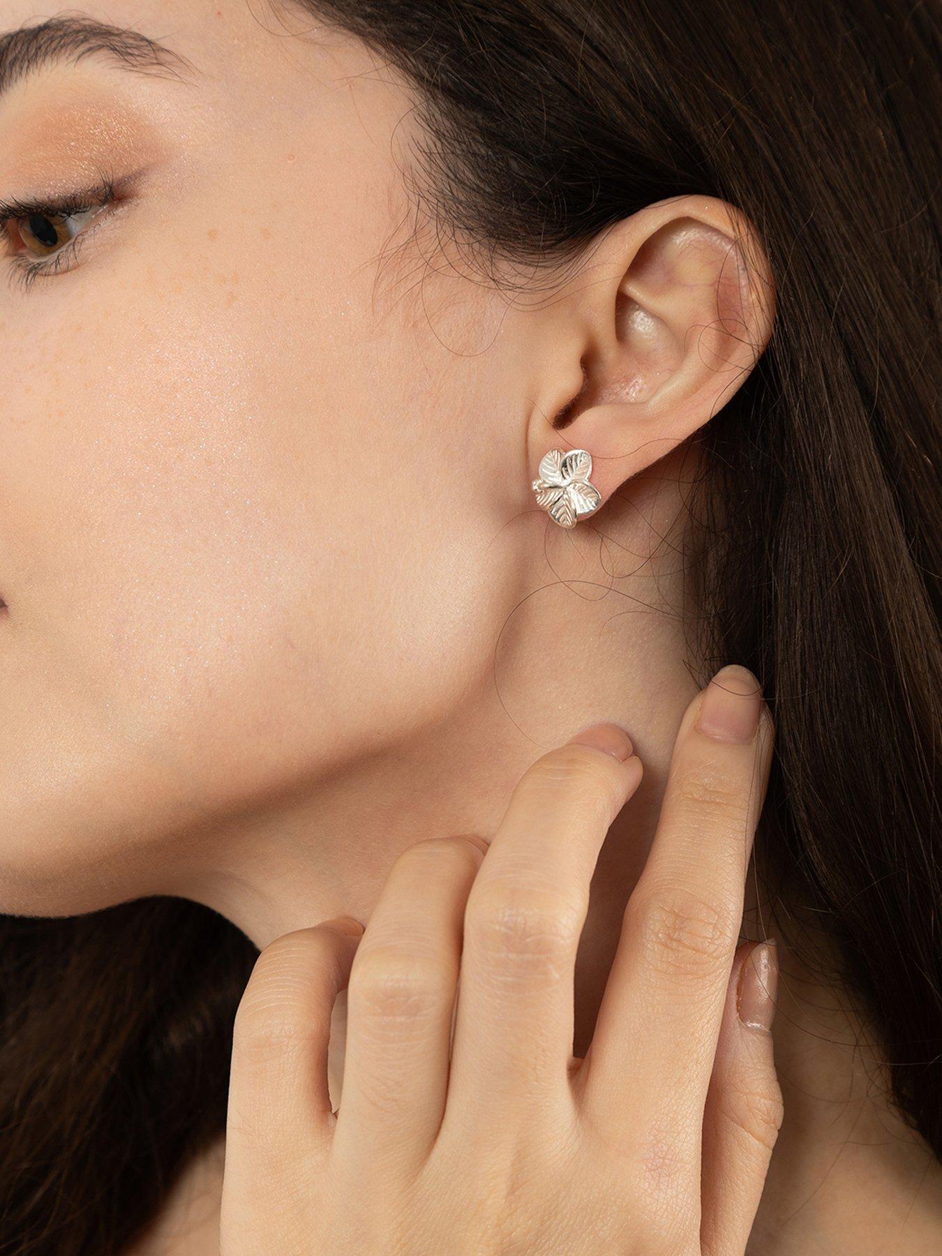 Image 2 of 5 of The Love Collection Sterling Silver hibiscus Flower studs