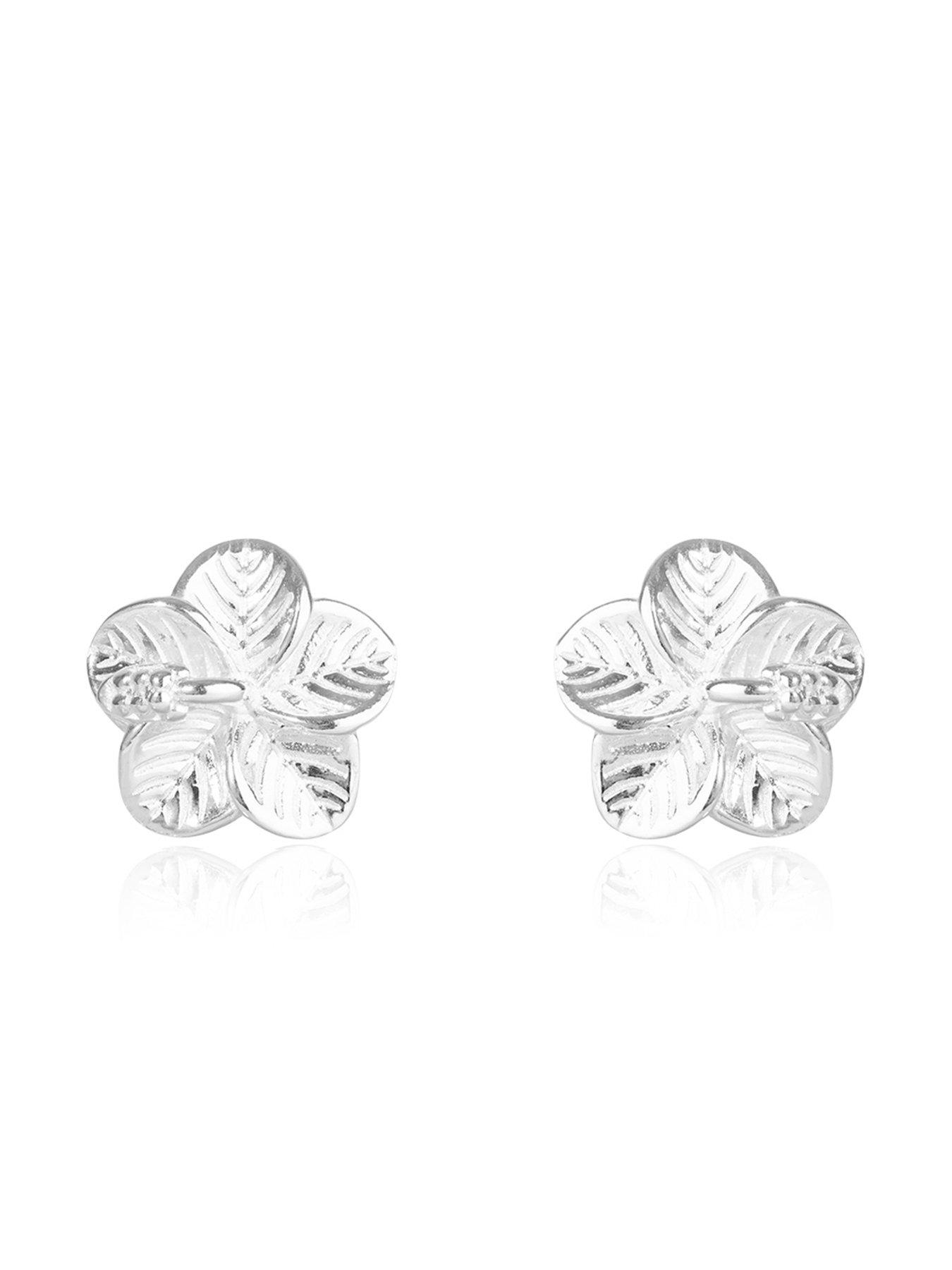 Image 3 of 5 of The Love Collection Sterling Silver hibiscus Flower studs