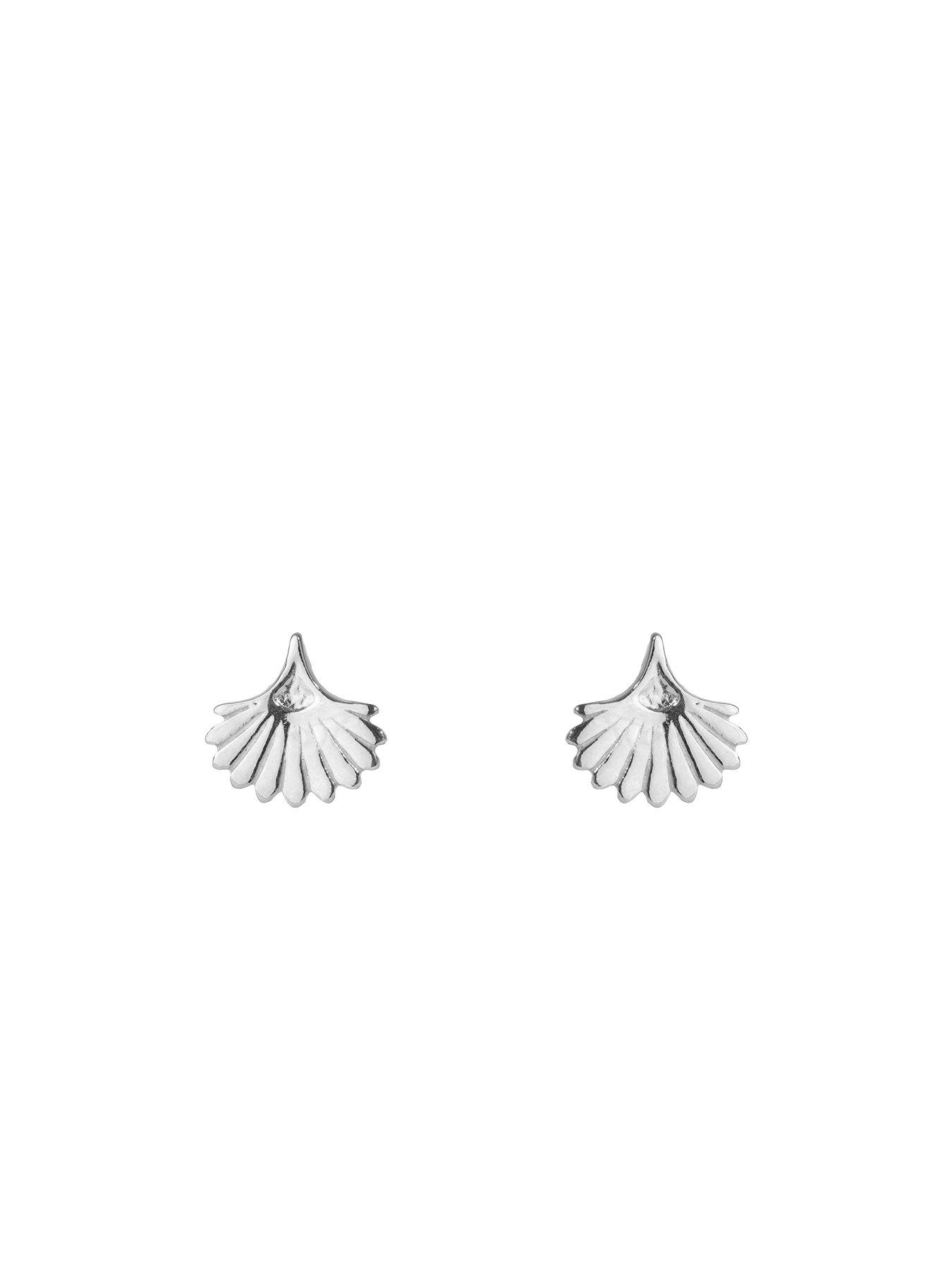 Image 3 of 5 of The Love Collection Sterling Silver Fan Shaped Stud