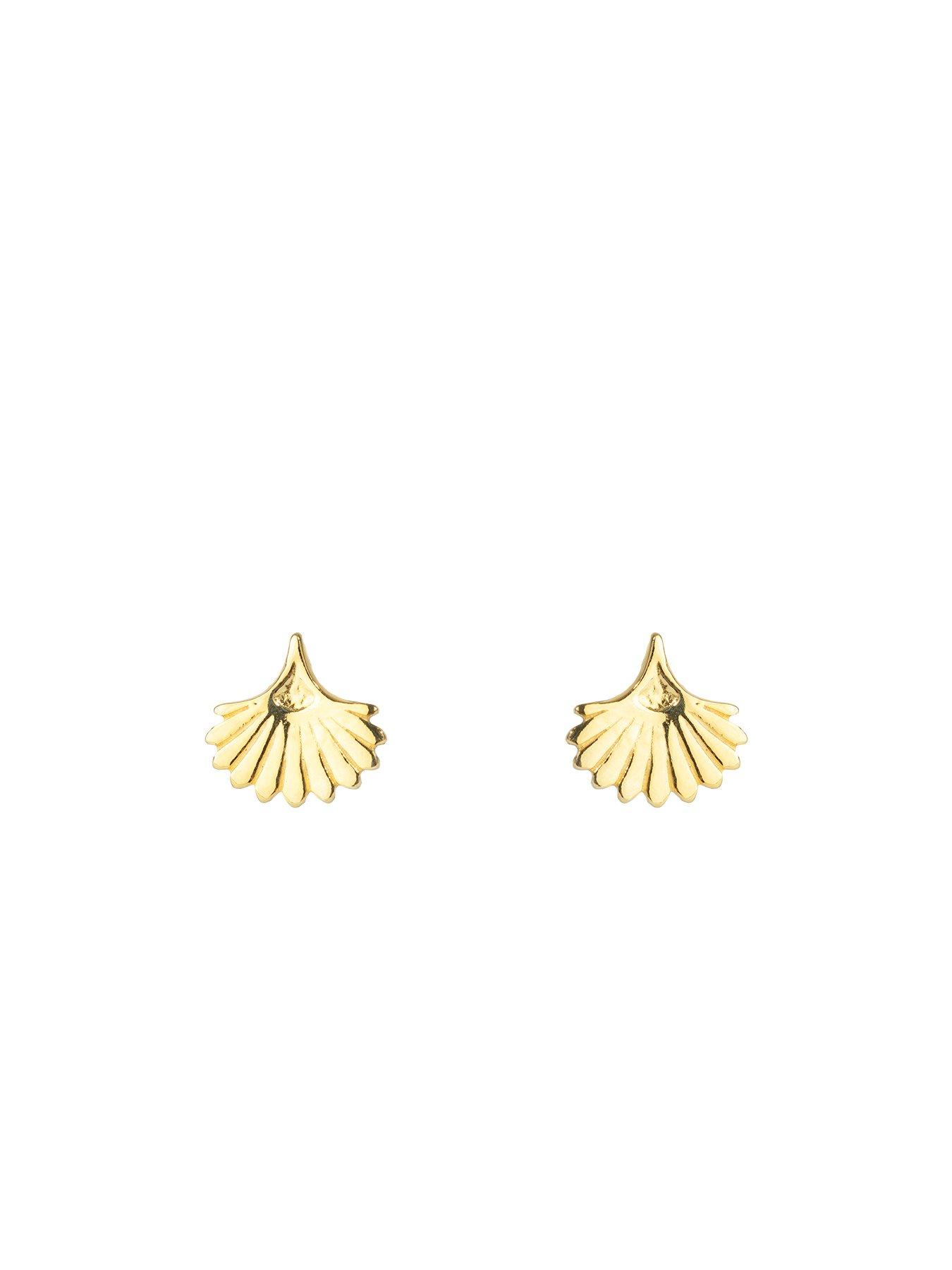 Image 3 of 5 of The Love Collection Gold Plated Sterling Silver Fan Shaped Stud