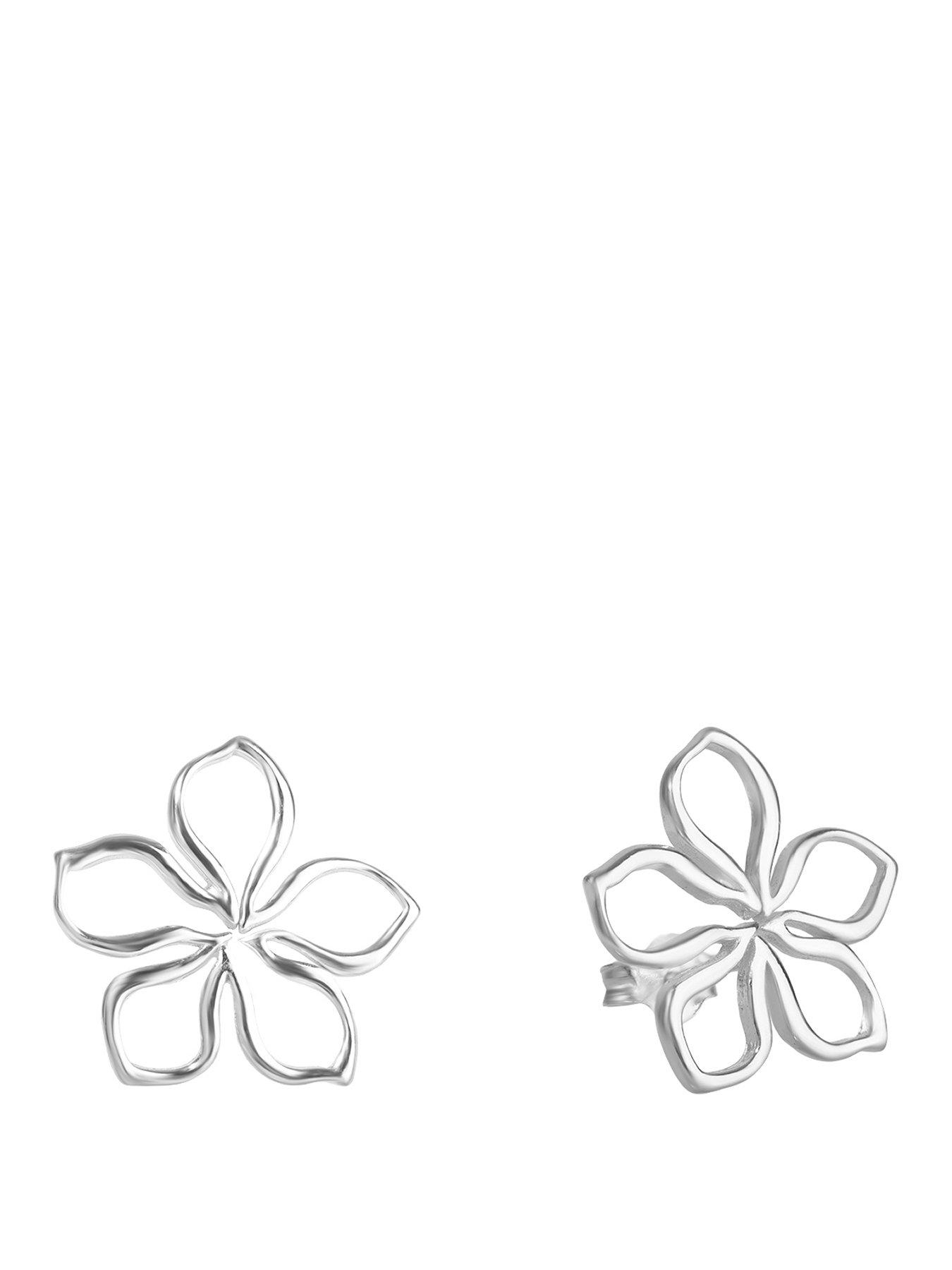 Image 1 of 5 of The Love Collection Sterling Silver Open Flower Studs