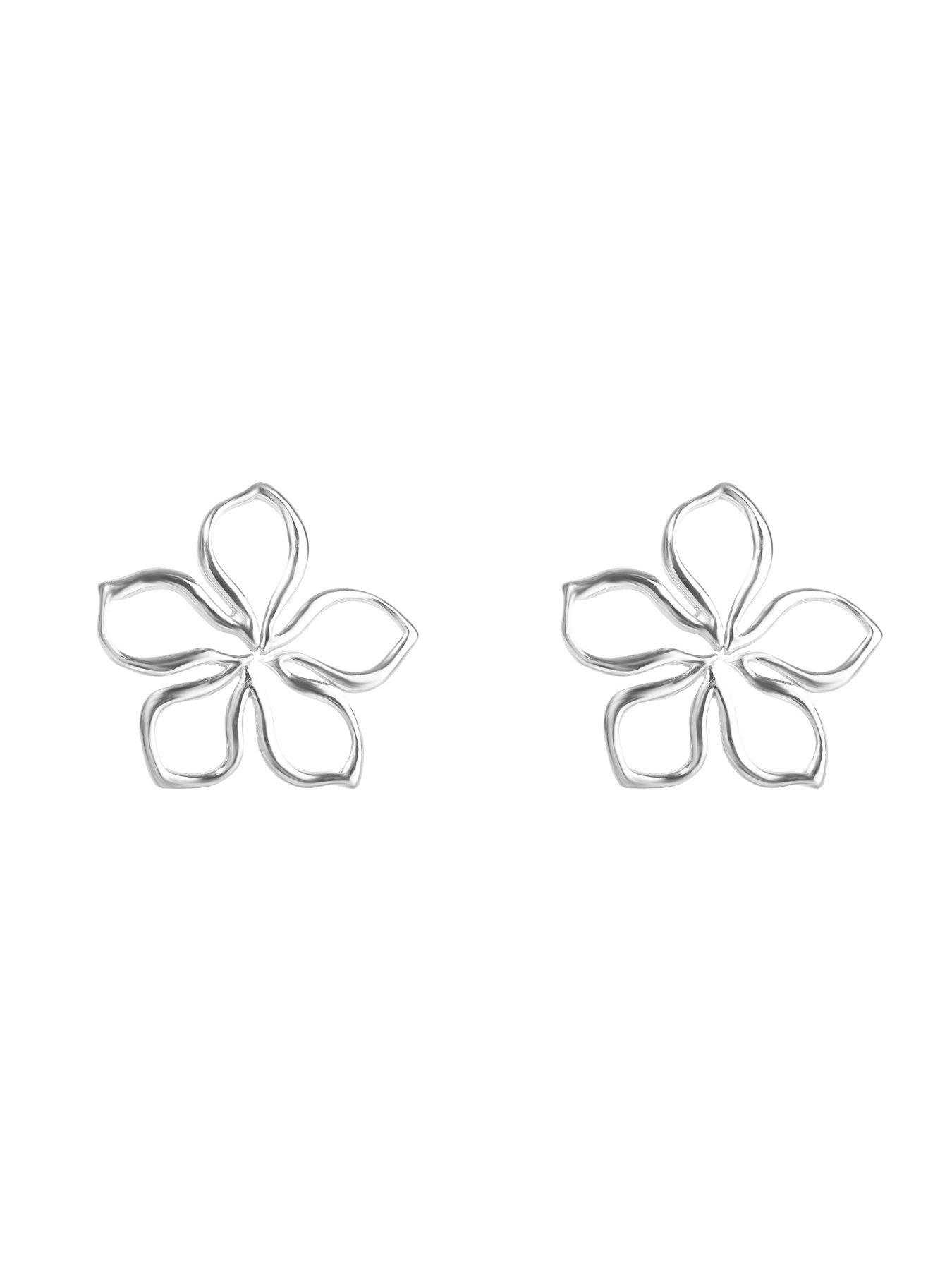 Image 3 of 5 of The Love Collection Sterling Silver Open Flower Studs