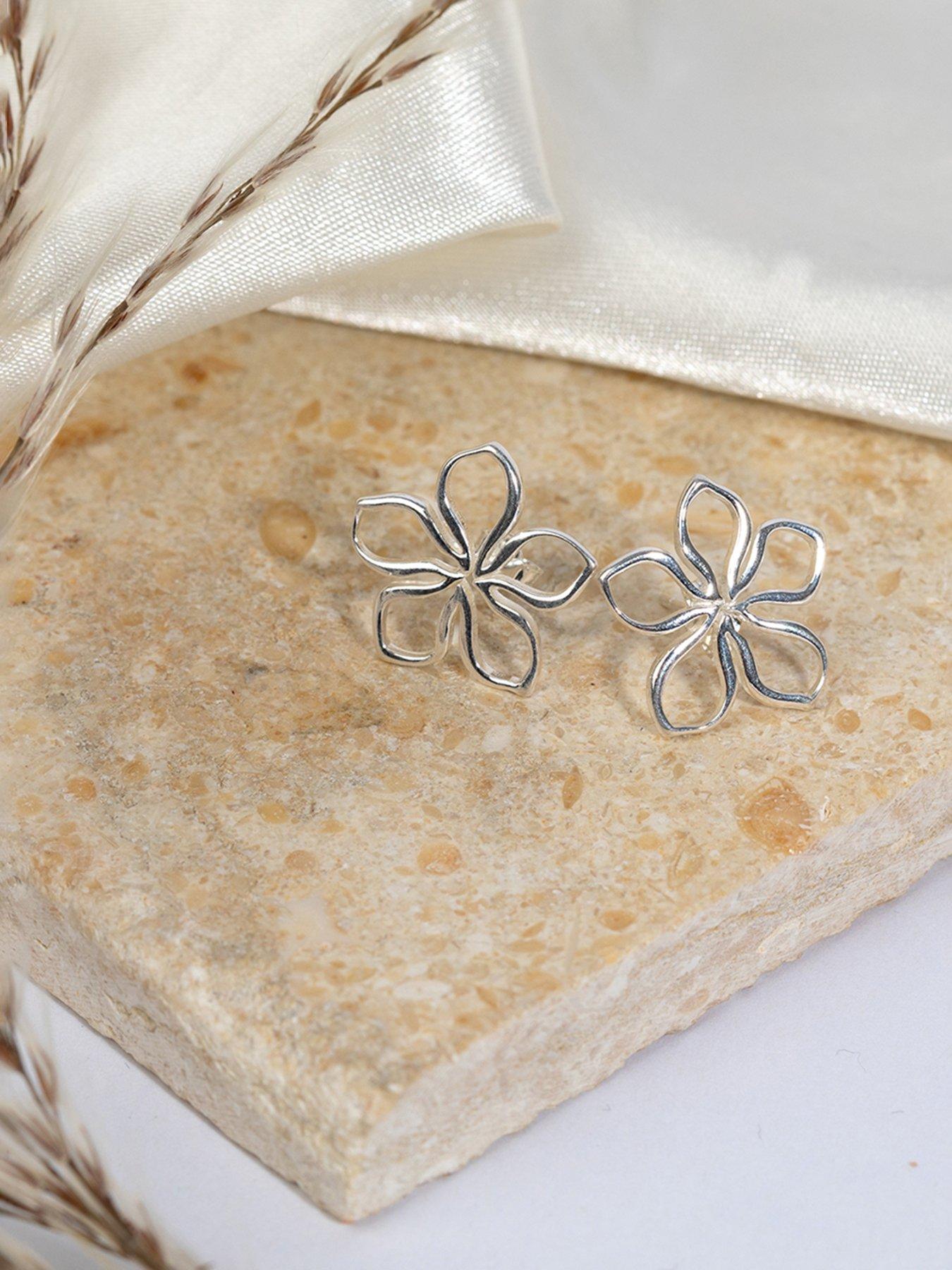 Image 4 of 5 of The Love Collection Sterling Silver Open Flower Studs