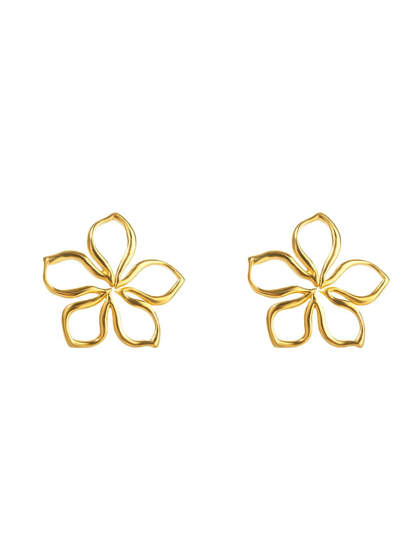 Image 3 of 5 of The Love Collection Gold Plated Sterling Silver Open Flower Studs