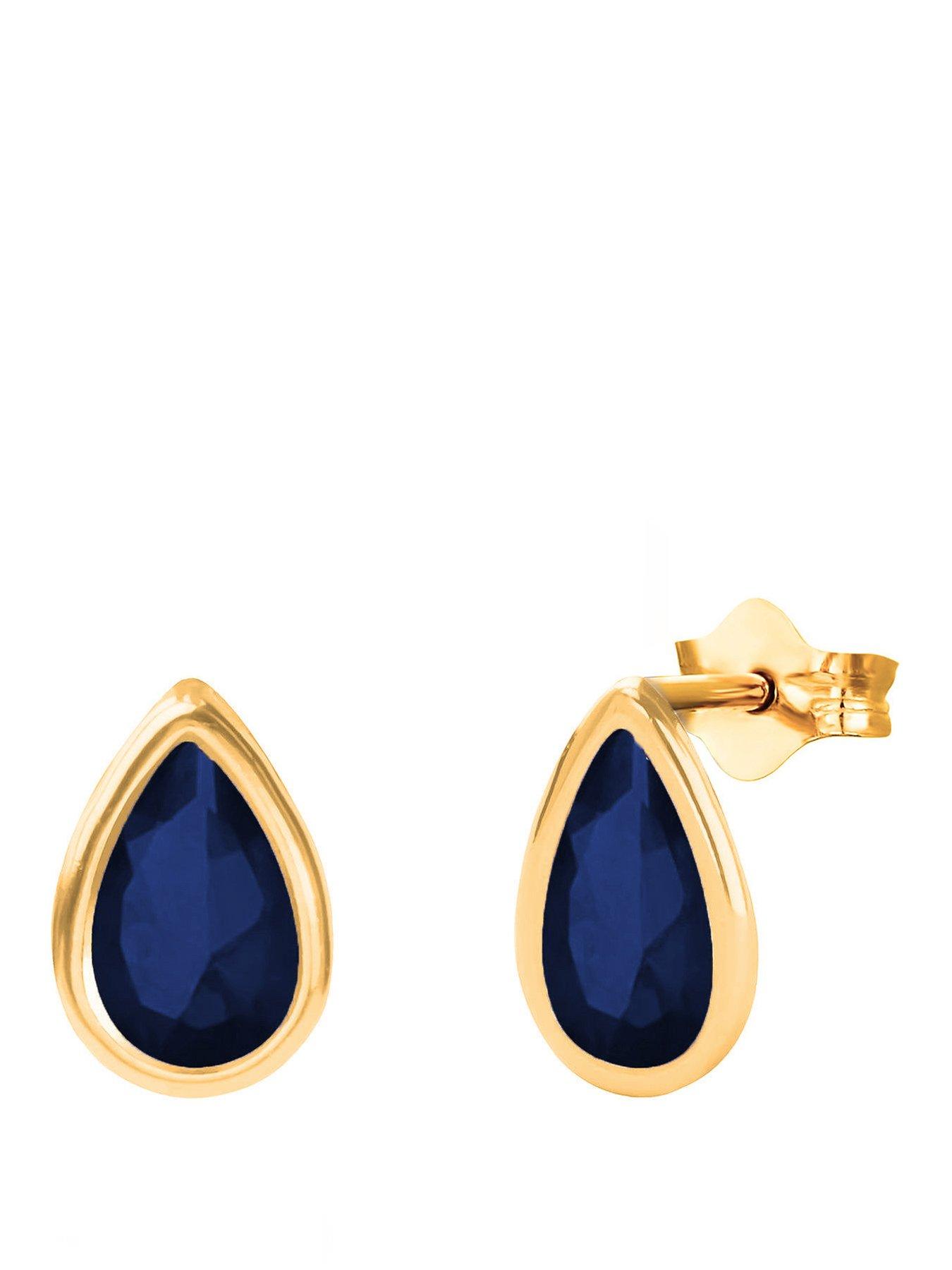 the-love-collection-9ct-yellow-gold-sapphire-teardrop-rubover-studfront