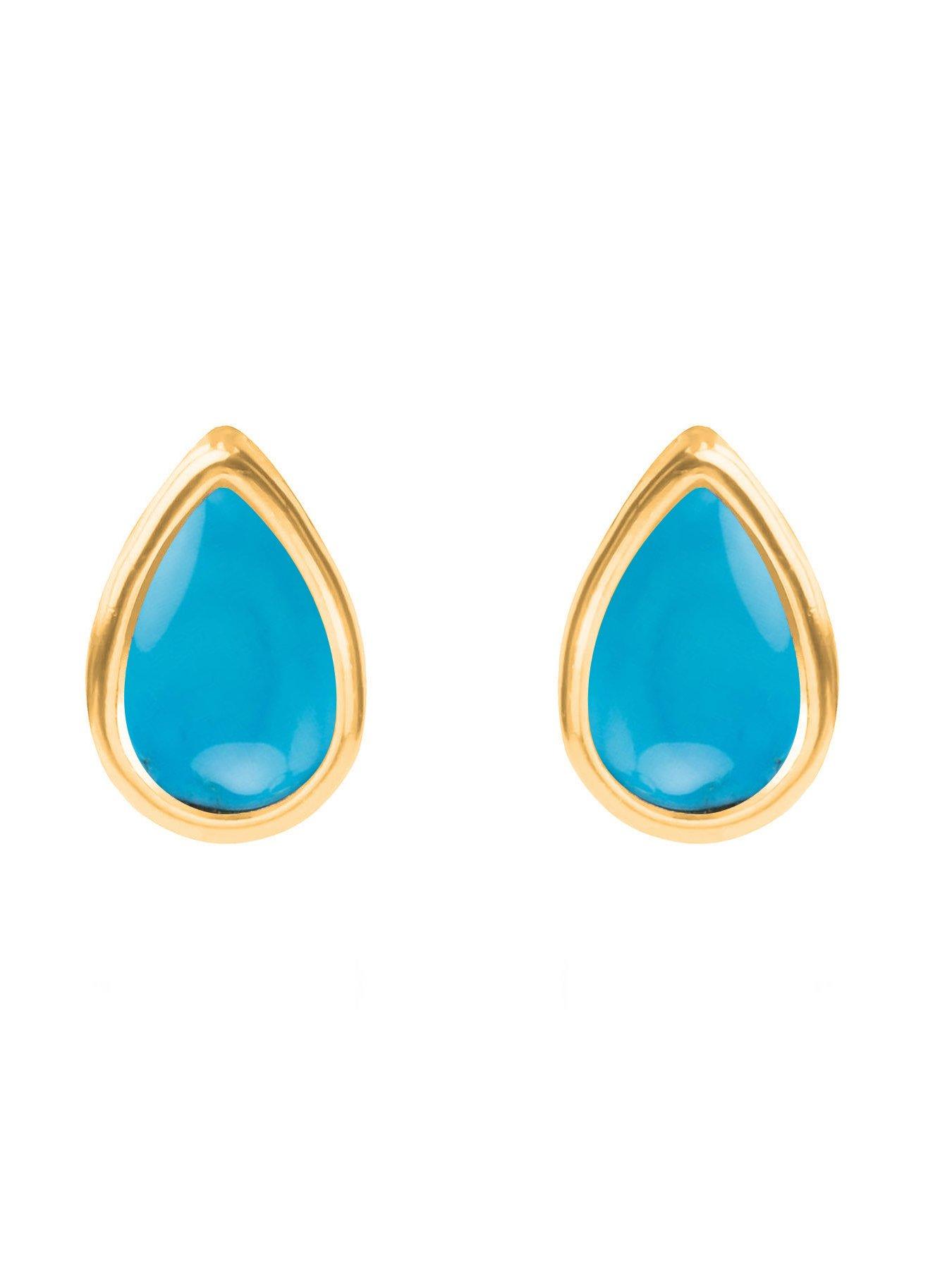 the-love-collection-9ct-yellow-gold-turquoise-teardrop-rubover-studback