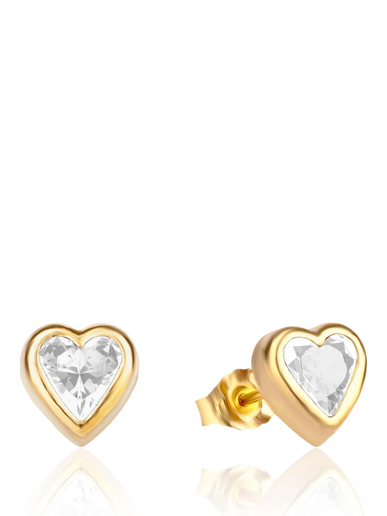 the-love-collection-9ct-yellow-gold-rubover-heart-studsfront
