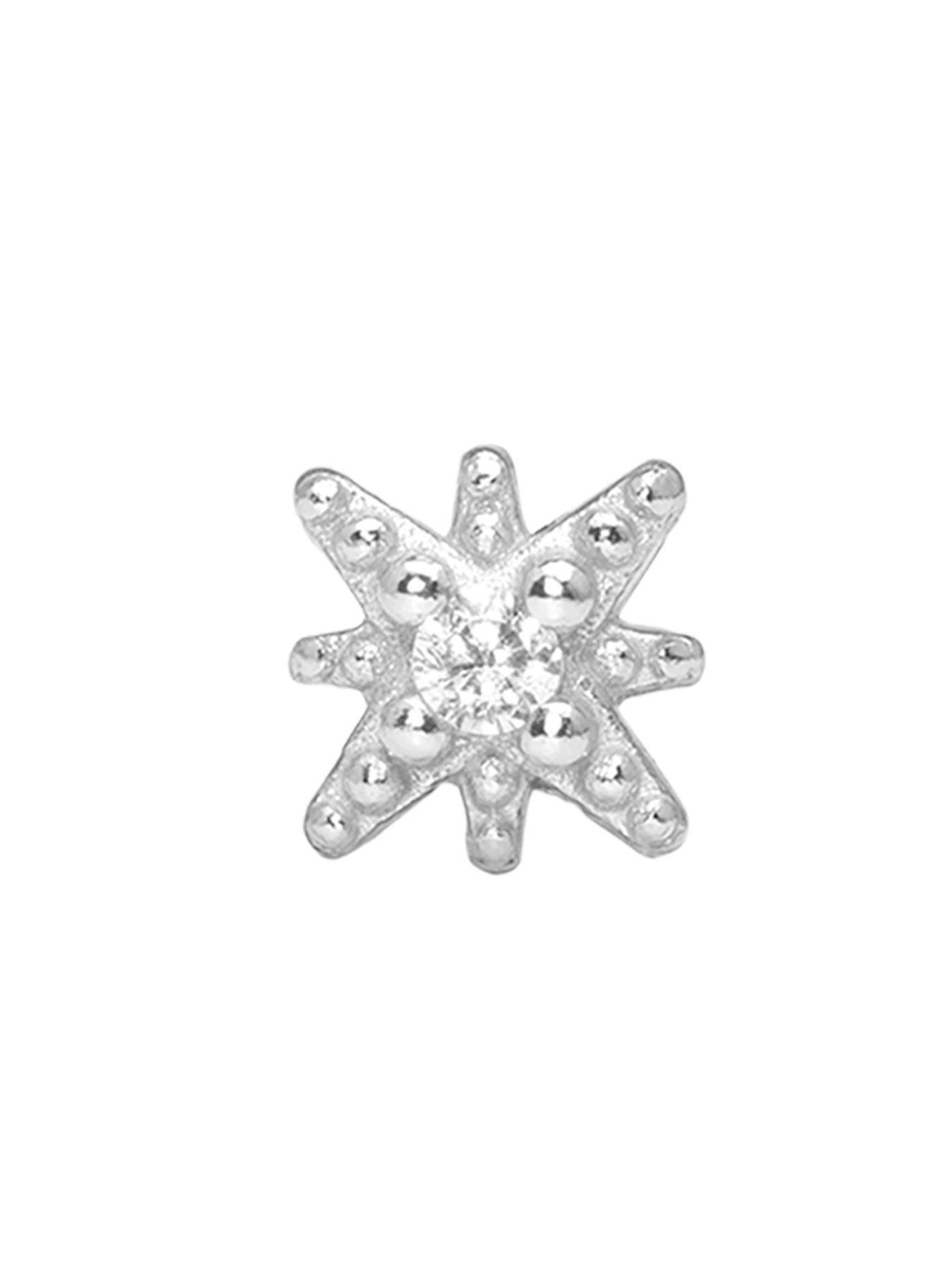 Image 3 of 4 of The Love Collection Starburst Sterling Silver ball back CZ Stud SINGLE