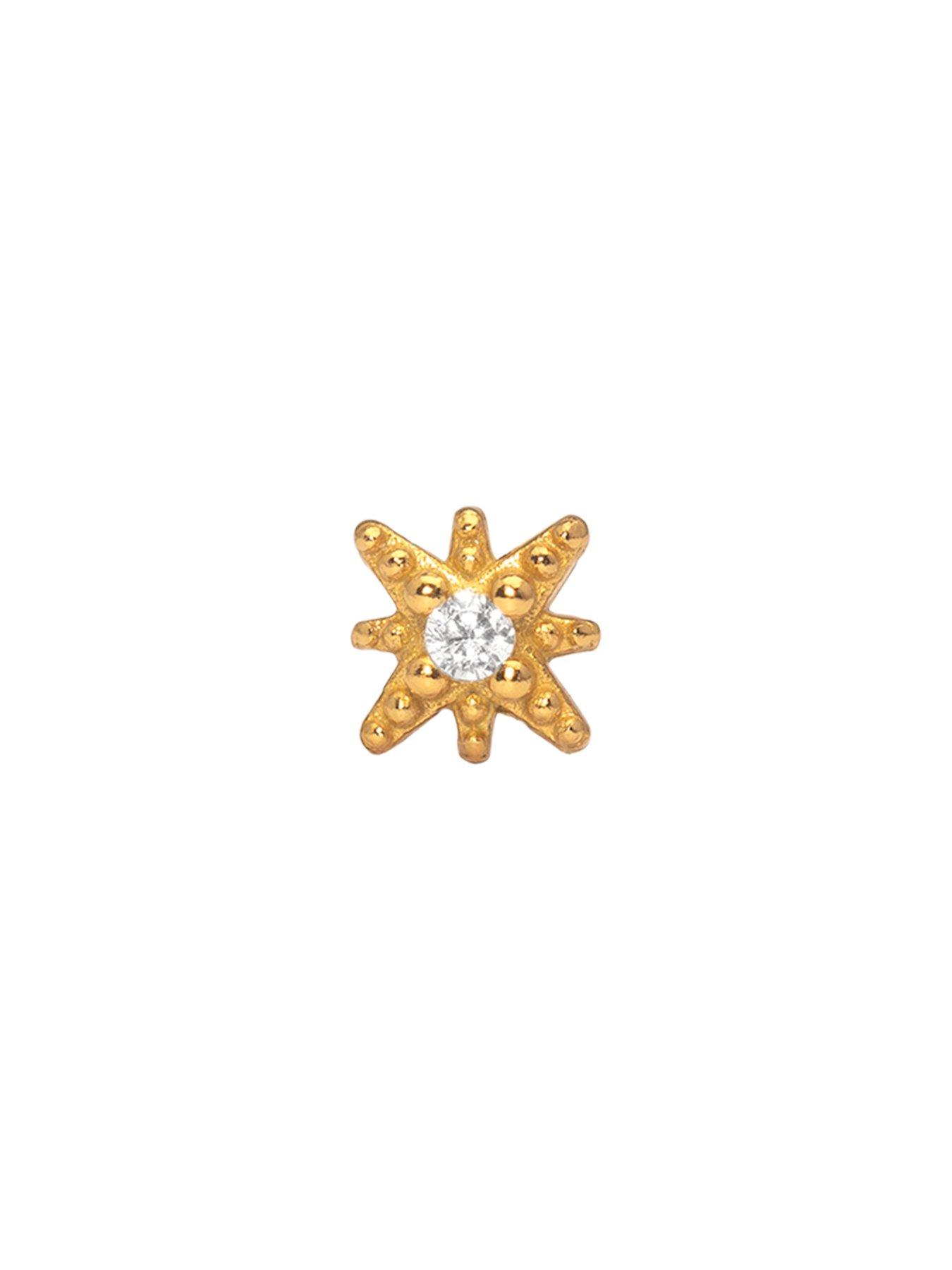 the-love-collection-gold-plated-starburst-sterling-silver-ball-back-cz-stud-singleback