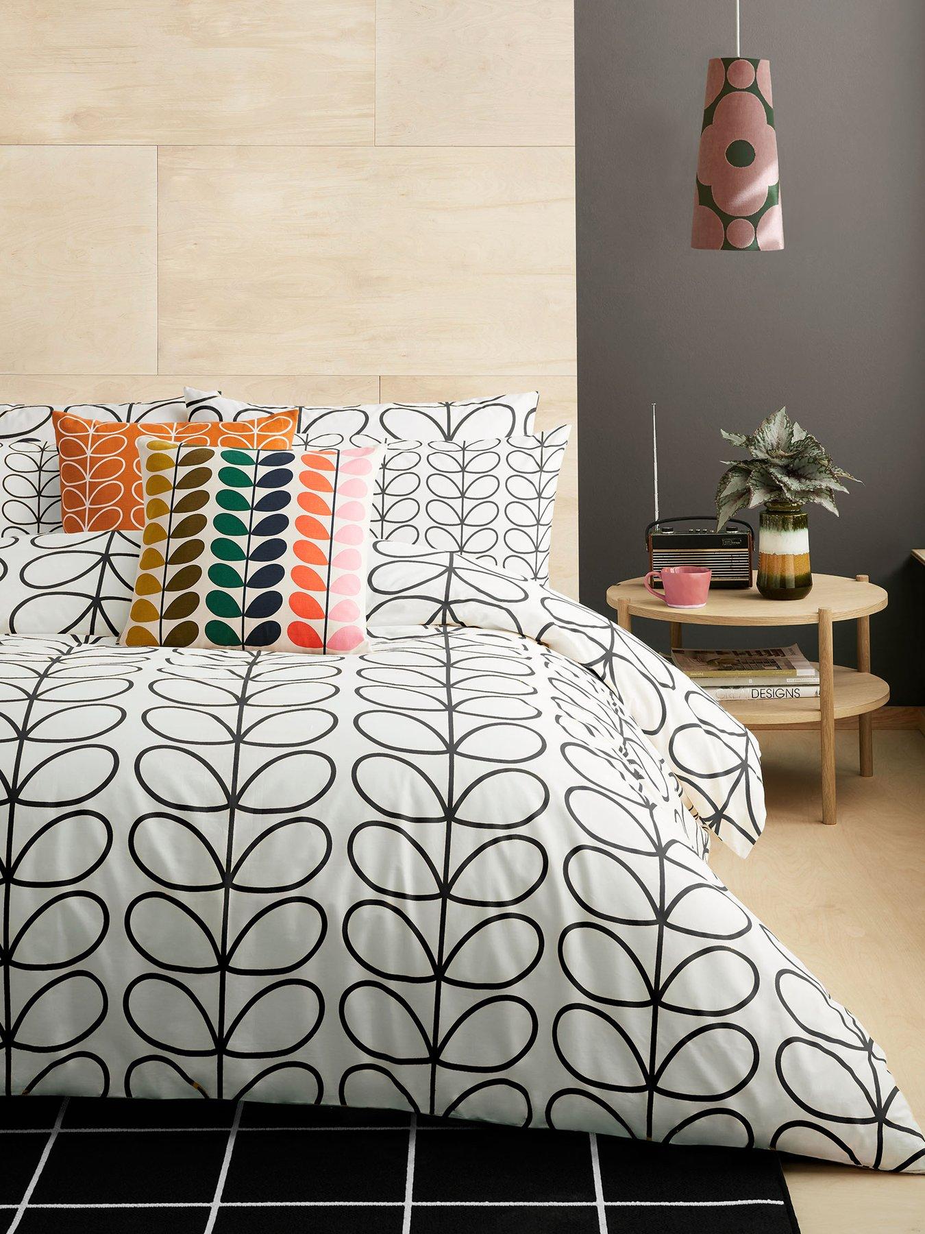 Orla Kiely Linear Stem 100% Cotton Charcoal Fitted Sheet
