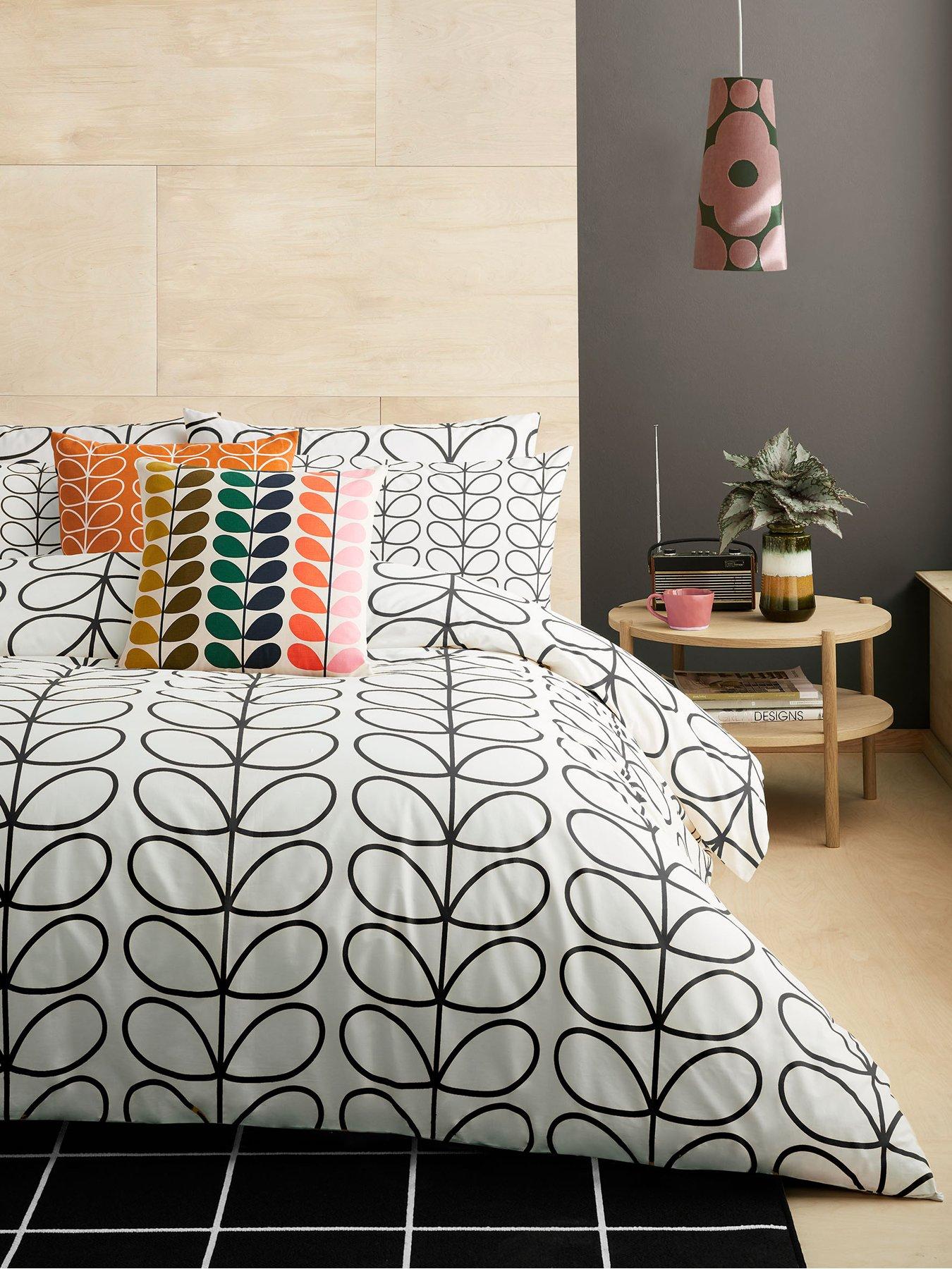Orla Kiely Linear Stem 100% Cotton Charcoal Fitted Sheet