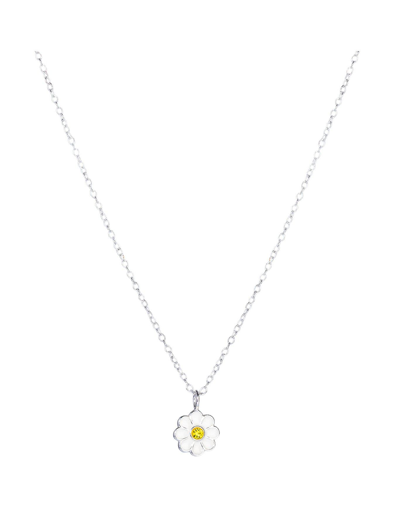 the-love-collection-sterling-silver-daisy-enamel-pendantfront