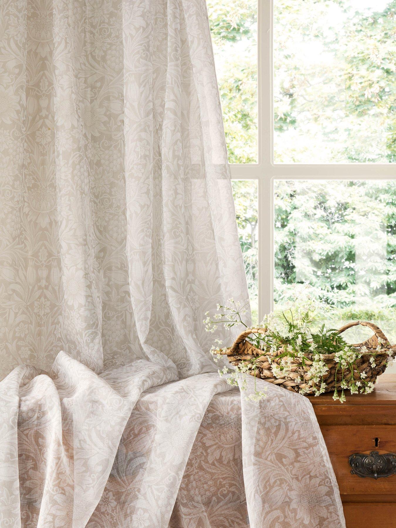 Image 1 of 2 of William Morris at Home Sunflower Voile Slot Top Sheer Panel Curtain Natural