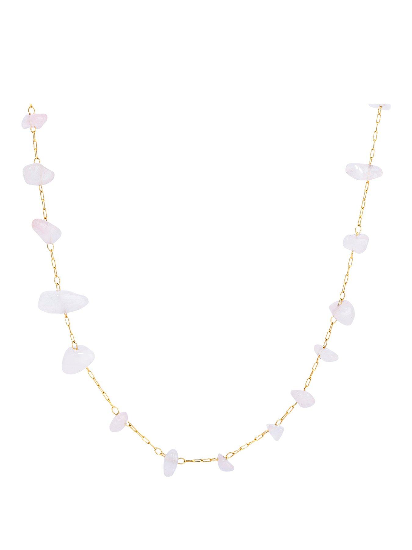 the-love-collection-18ct-gold-pvd-plated-waterproof-stainless-steel-pink-gemstone-necklace