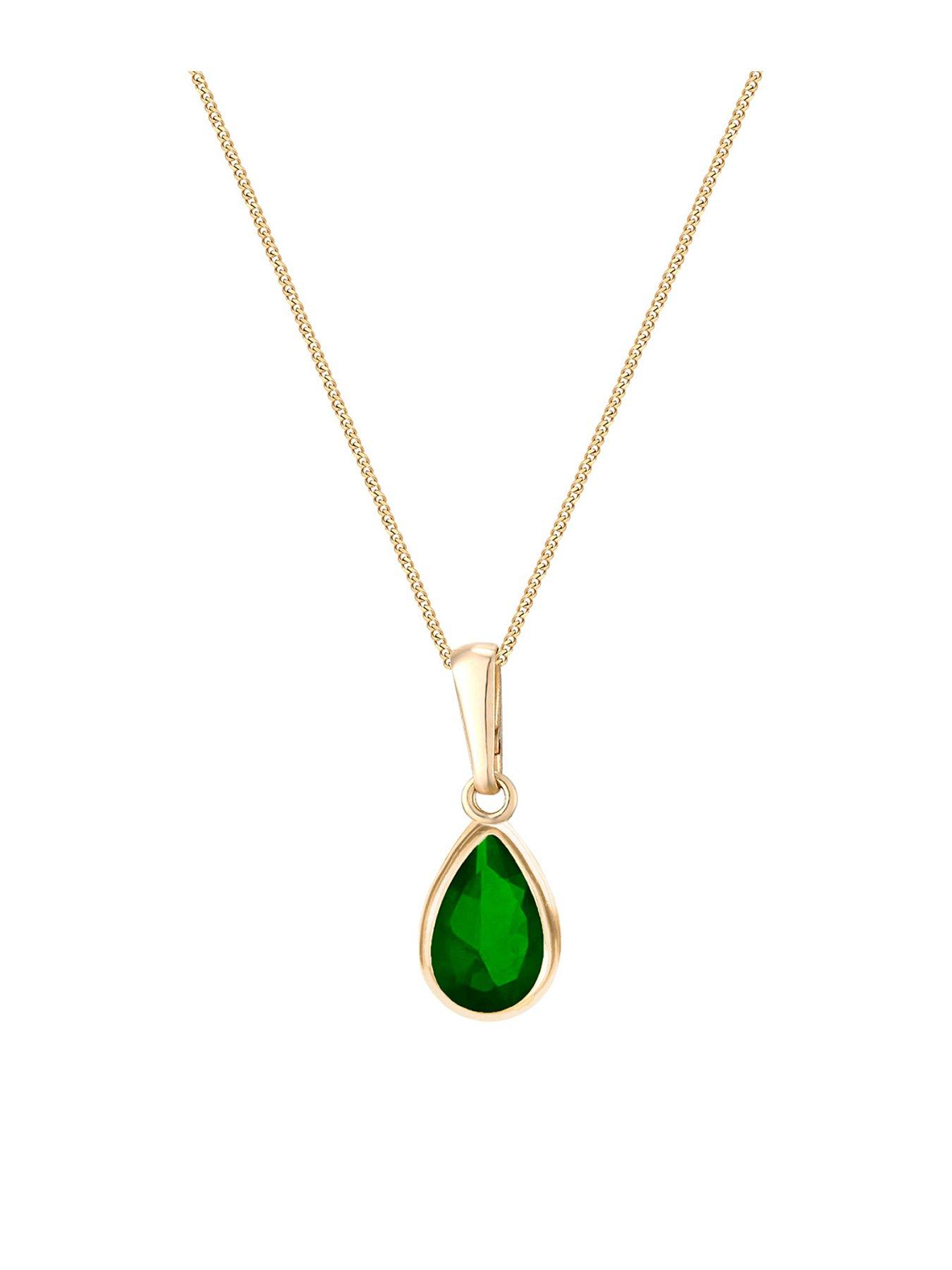 Image 2 of 5 of The Love Collection 9ct Gold Yellow Emerald Pear Shape Rubover Necklace
