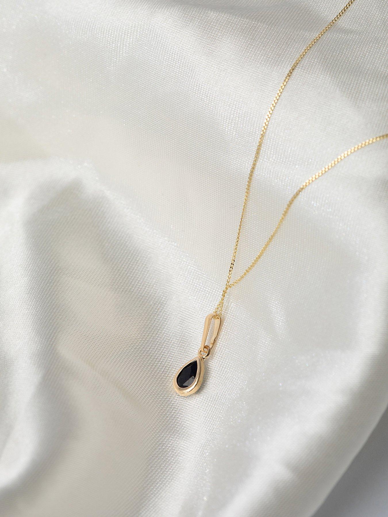the-love-collection-9ct-gold-yellow-sapphire-pear-shape-rubover-necklace