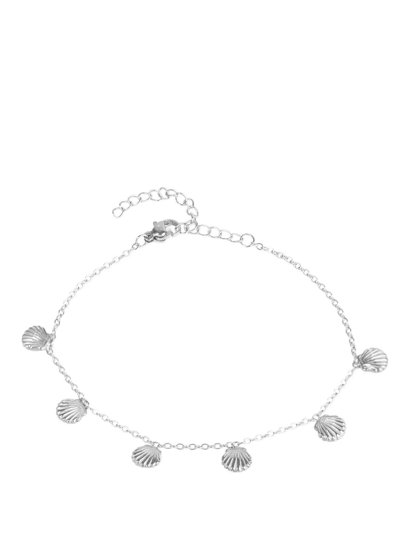 The Love Collection Waterproof Stainless Steel Multi Shell Anklet