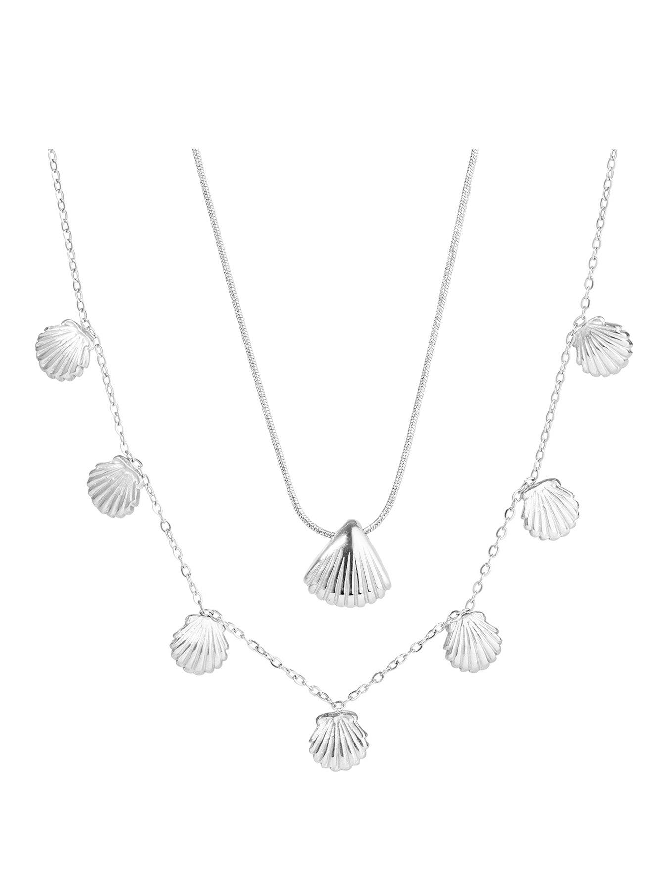 Image 1 of 6 of The Love Collection Waterproof Stainless Steel Shell Necklace Set