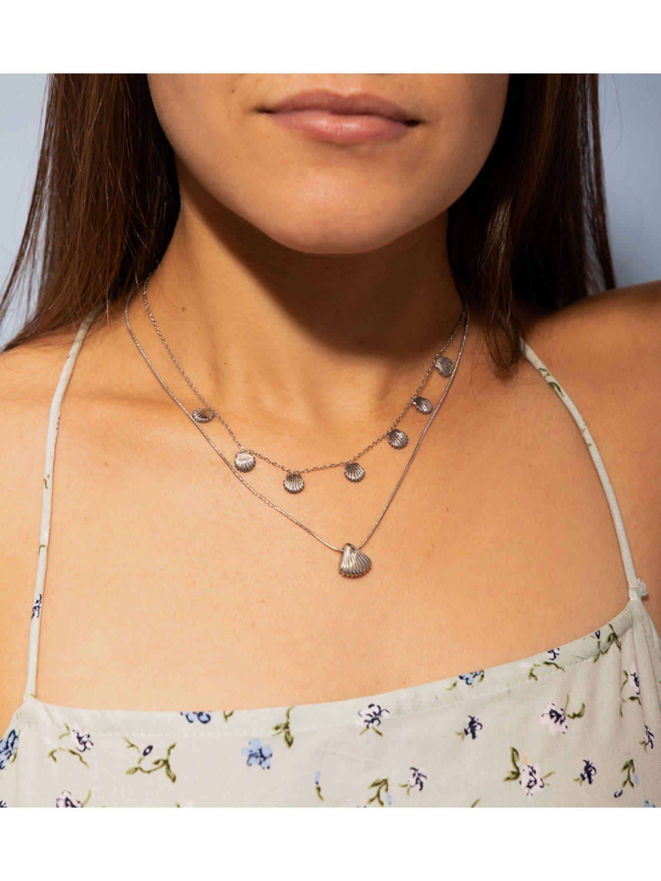 Image 2 of 6 of The Love Collection Waterproof Stainless Steel Shell Necklace Set