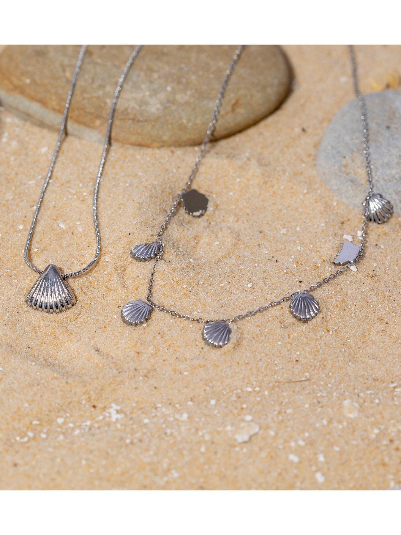 Image 5 of 6 of The Love Collection Waterproof Stainless Steel Shell Necklace Set
