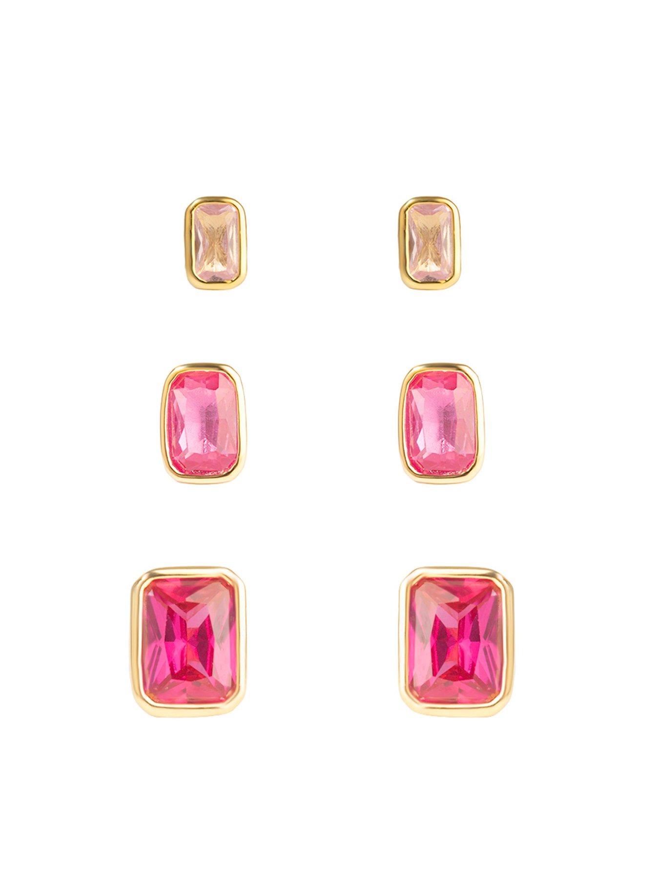 the-love-collection-gold-plated-sterling-silver-emerald-cut-ombre-ruby-cz-rub-over-stud-setback