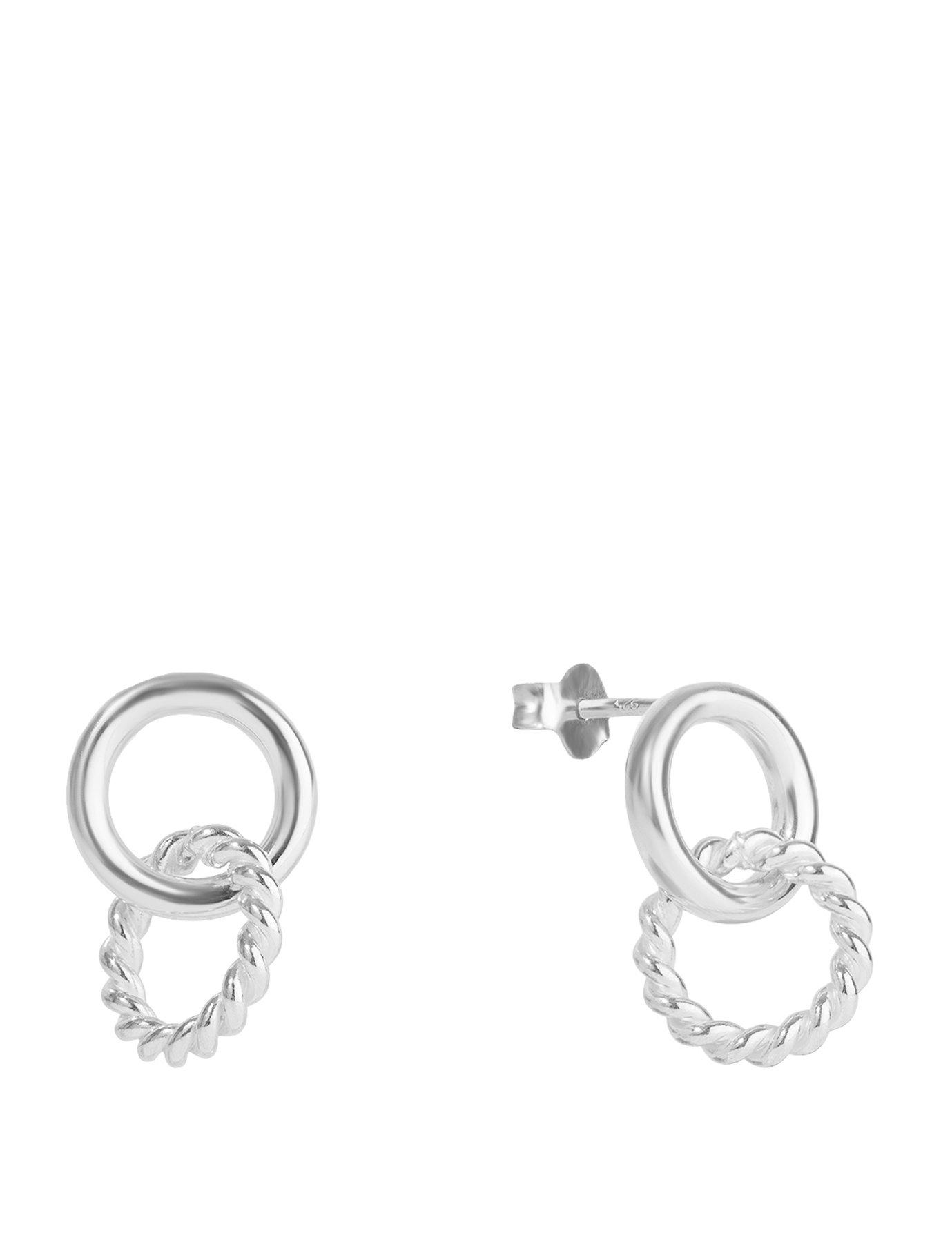 The Love Collection Sterling Silver Braided Door Knocker Hoop Droppers