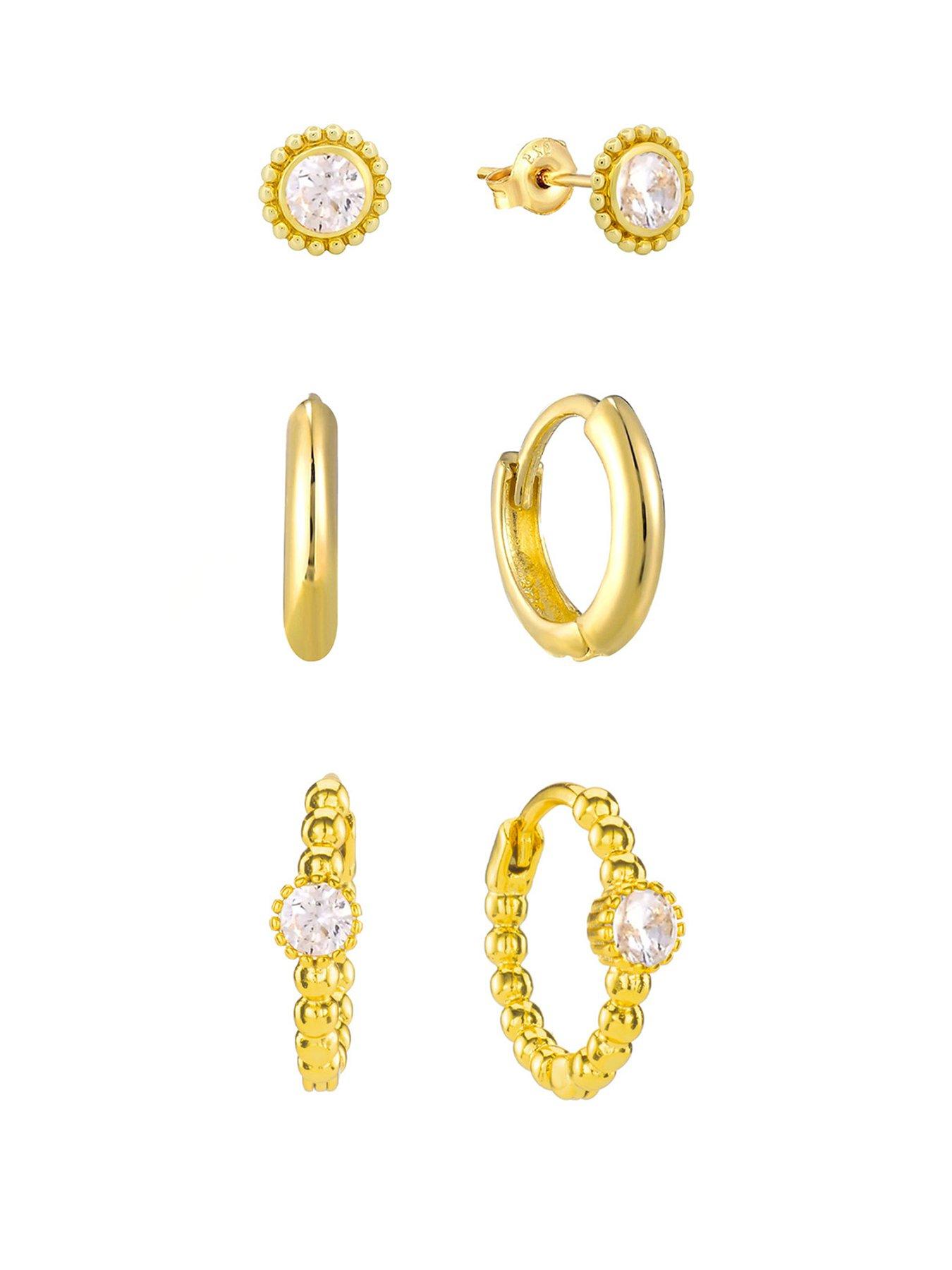 the-love-collection-gold-plated-sterling-silver-bobble-cz-set-of-three